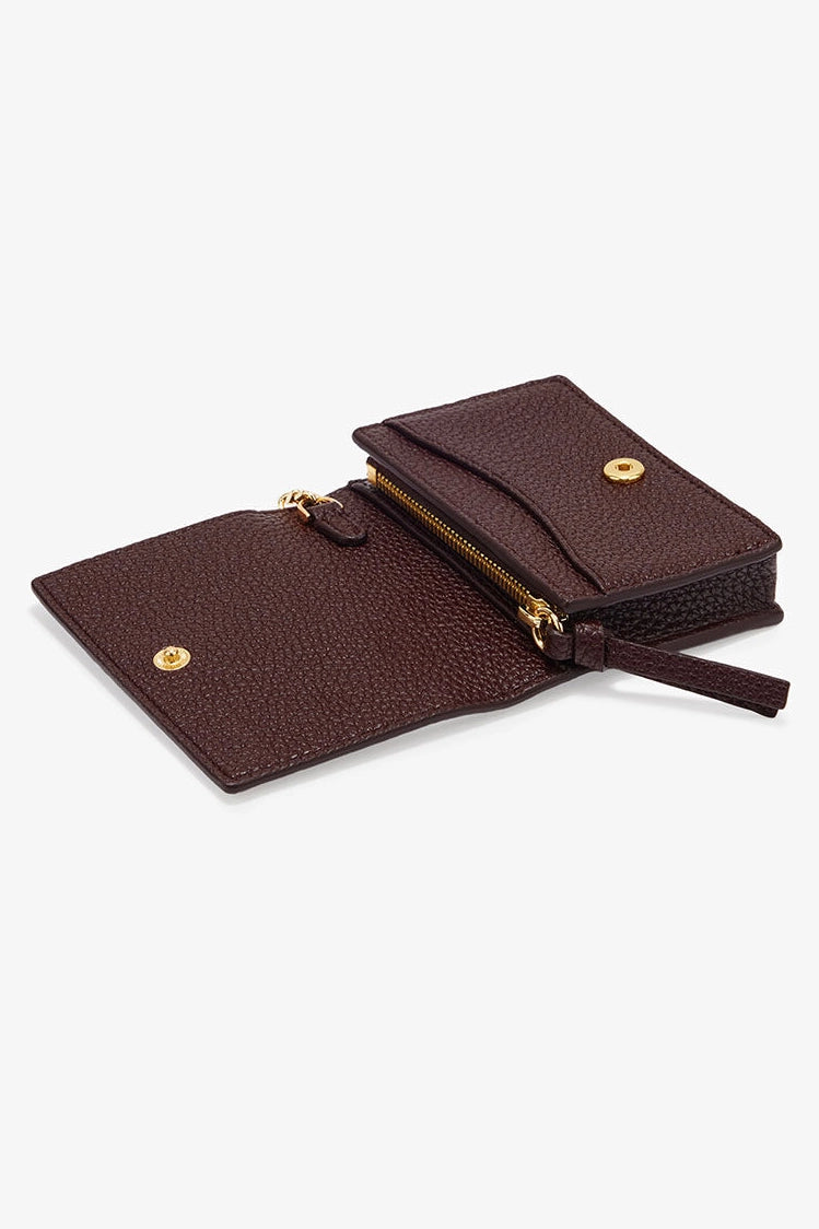 Card Holder With Flap in Grained Brown Accessories Ganni