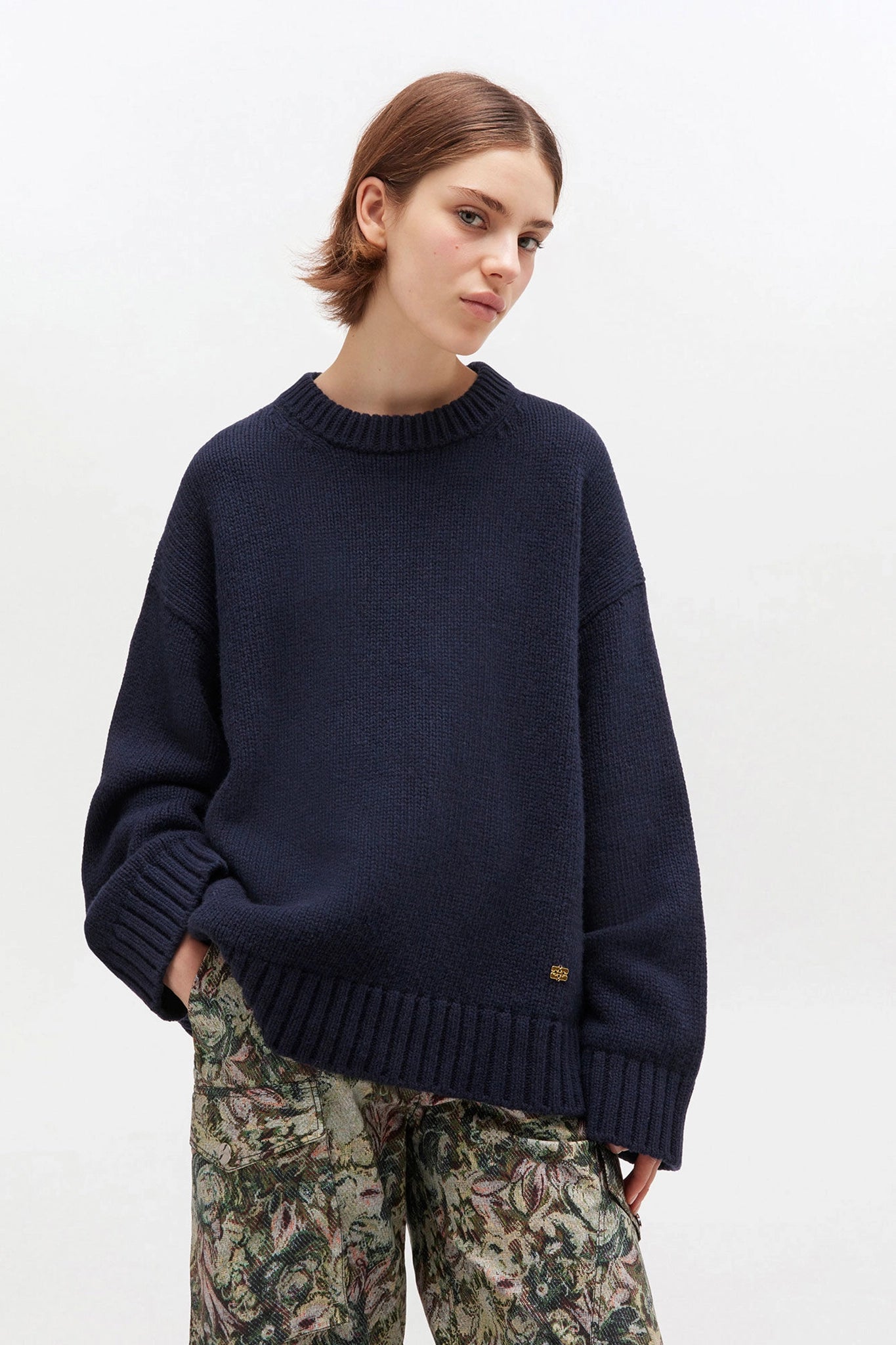 Dark Blue Wool Mix Sweater Sweaters & Knits Ganni