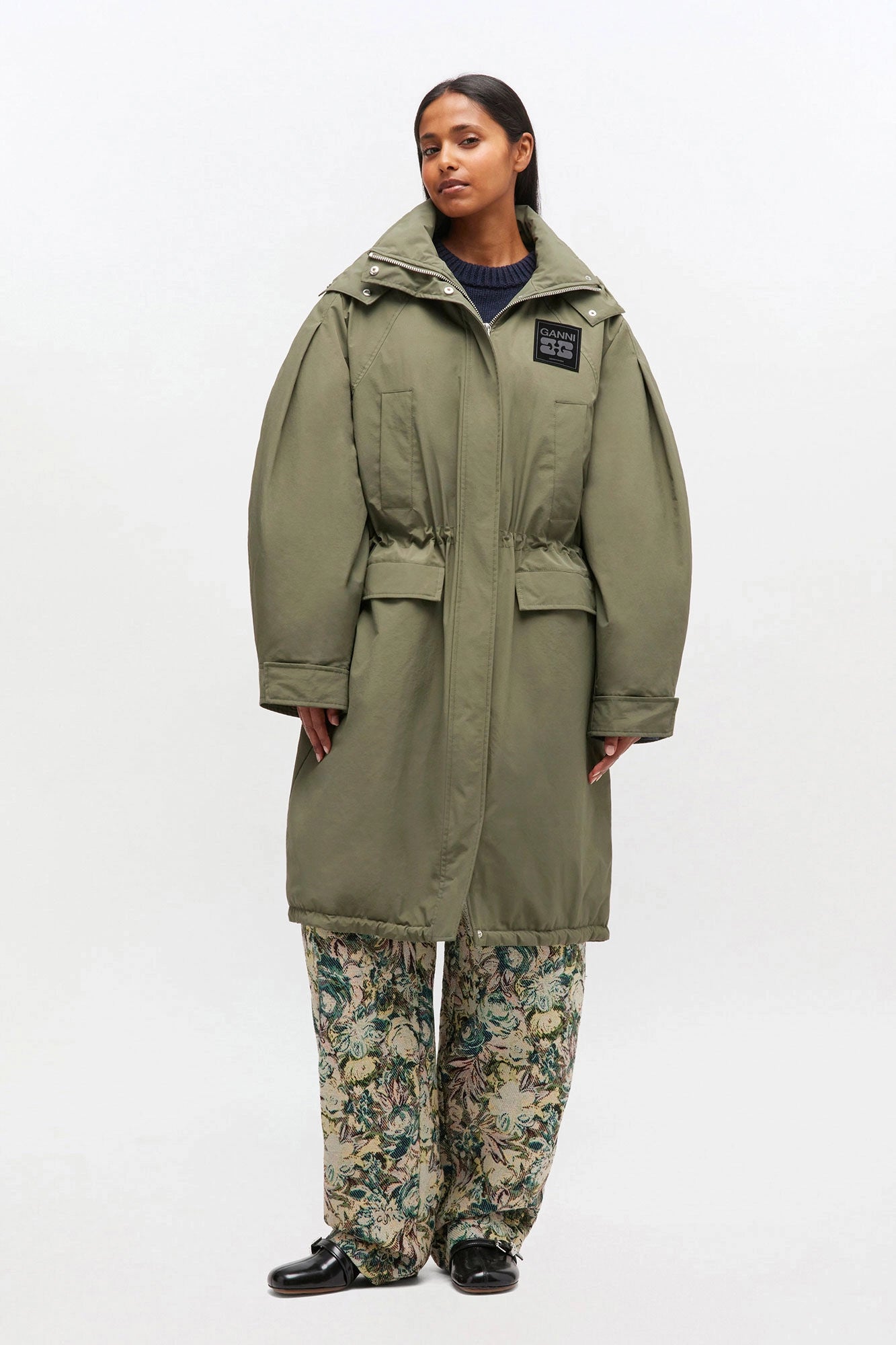 Green Tri-Layer Parka Coat Jackets & Coats Ganni