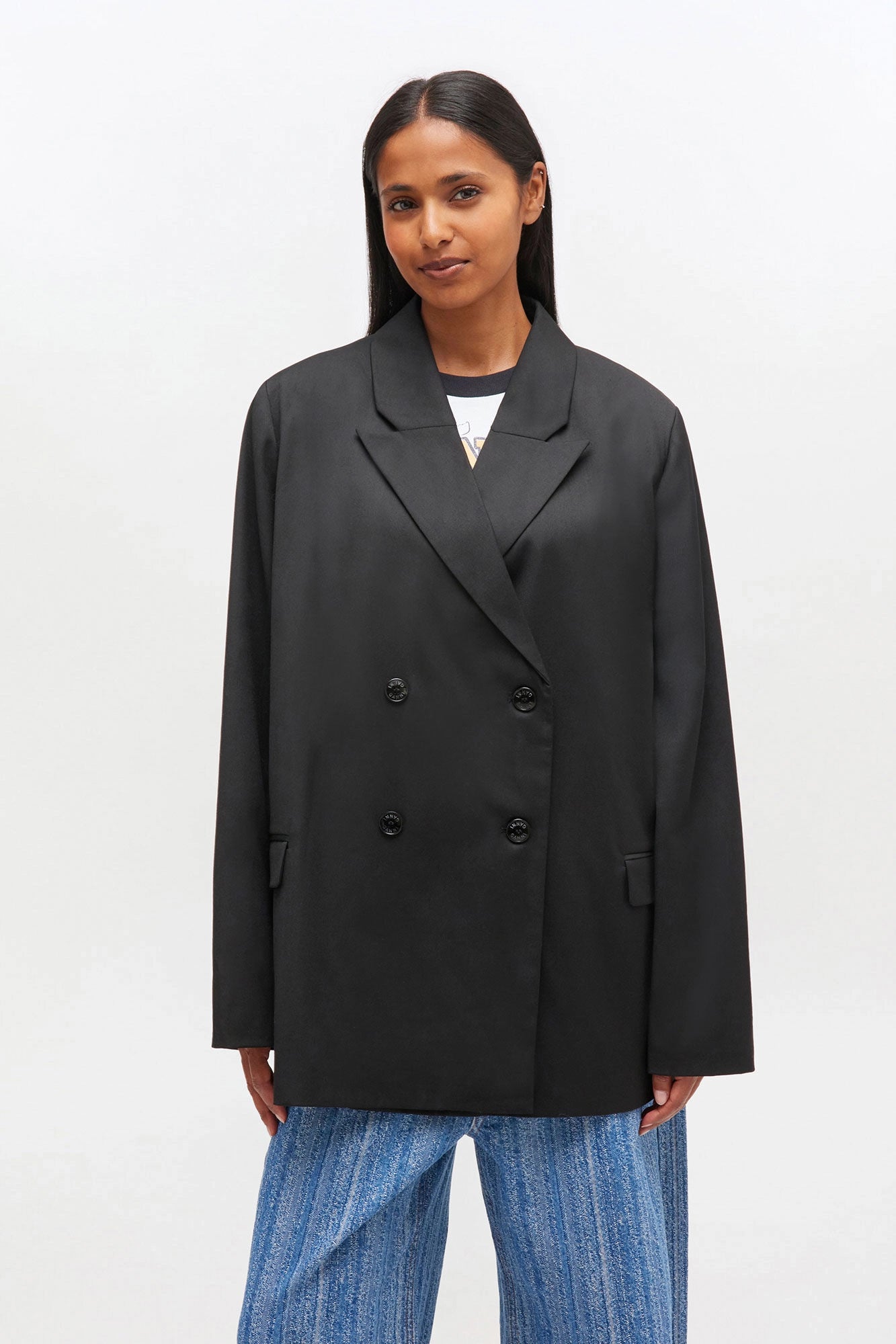 Double-breasted Wool Blazer Jackets & Coats Ganni