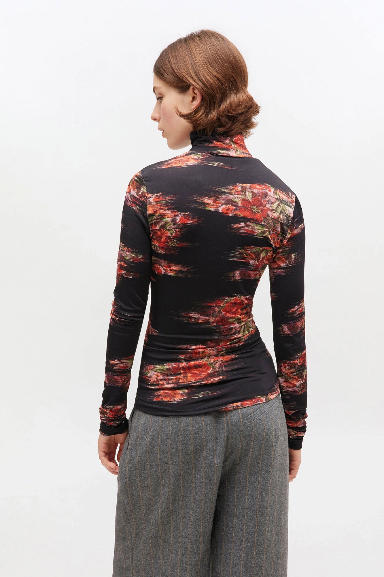 Floral Jersey Turtleneck Tops Ganni