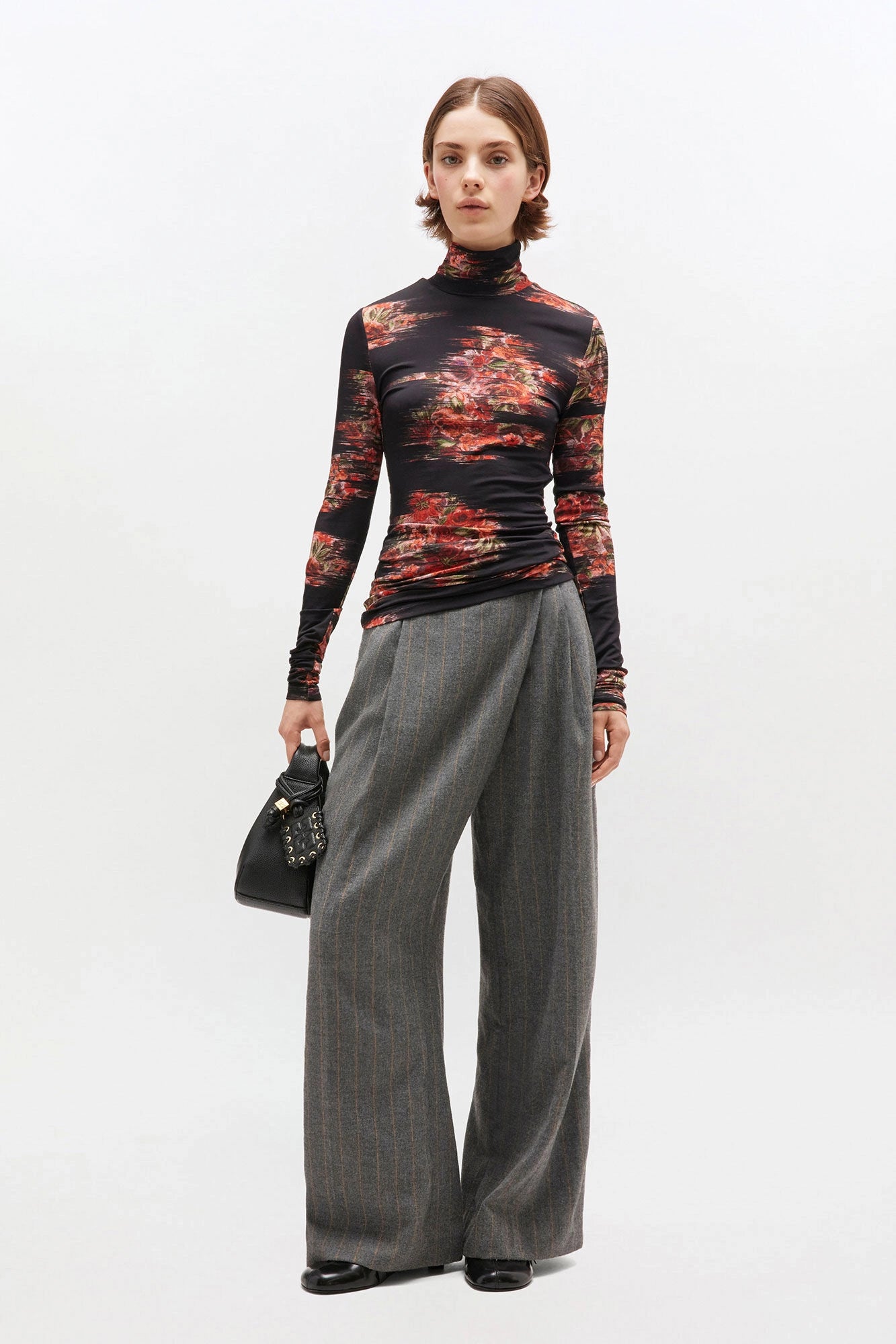 Floral Jersey Turtleneck Tops Ganni