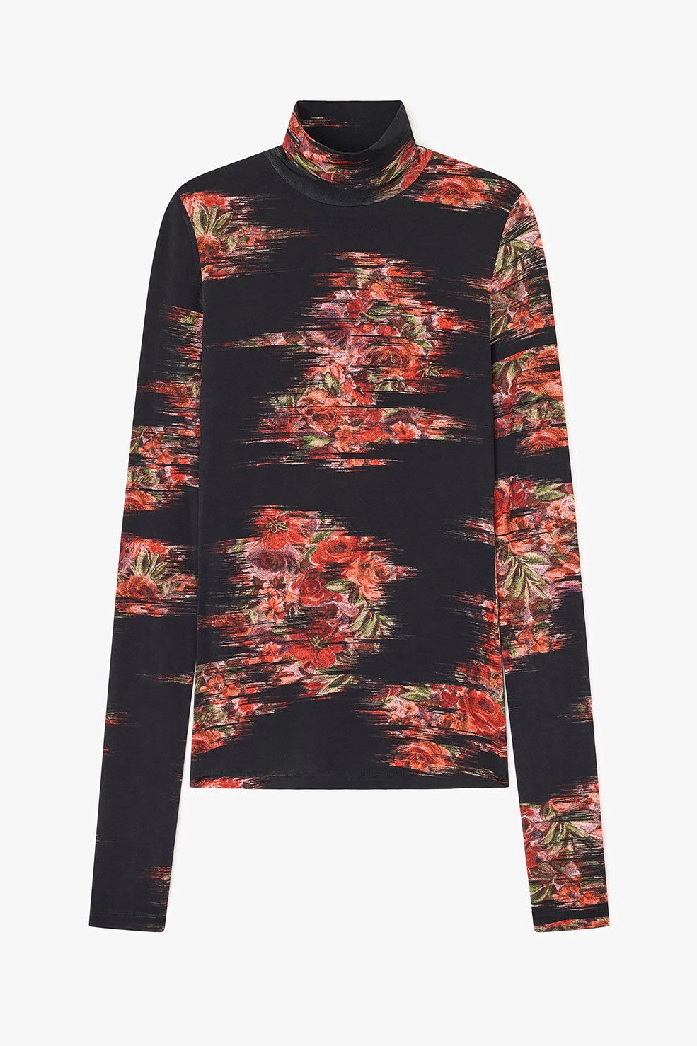 Floral Jersey Turtleneck Tops Ganni