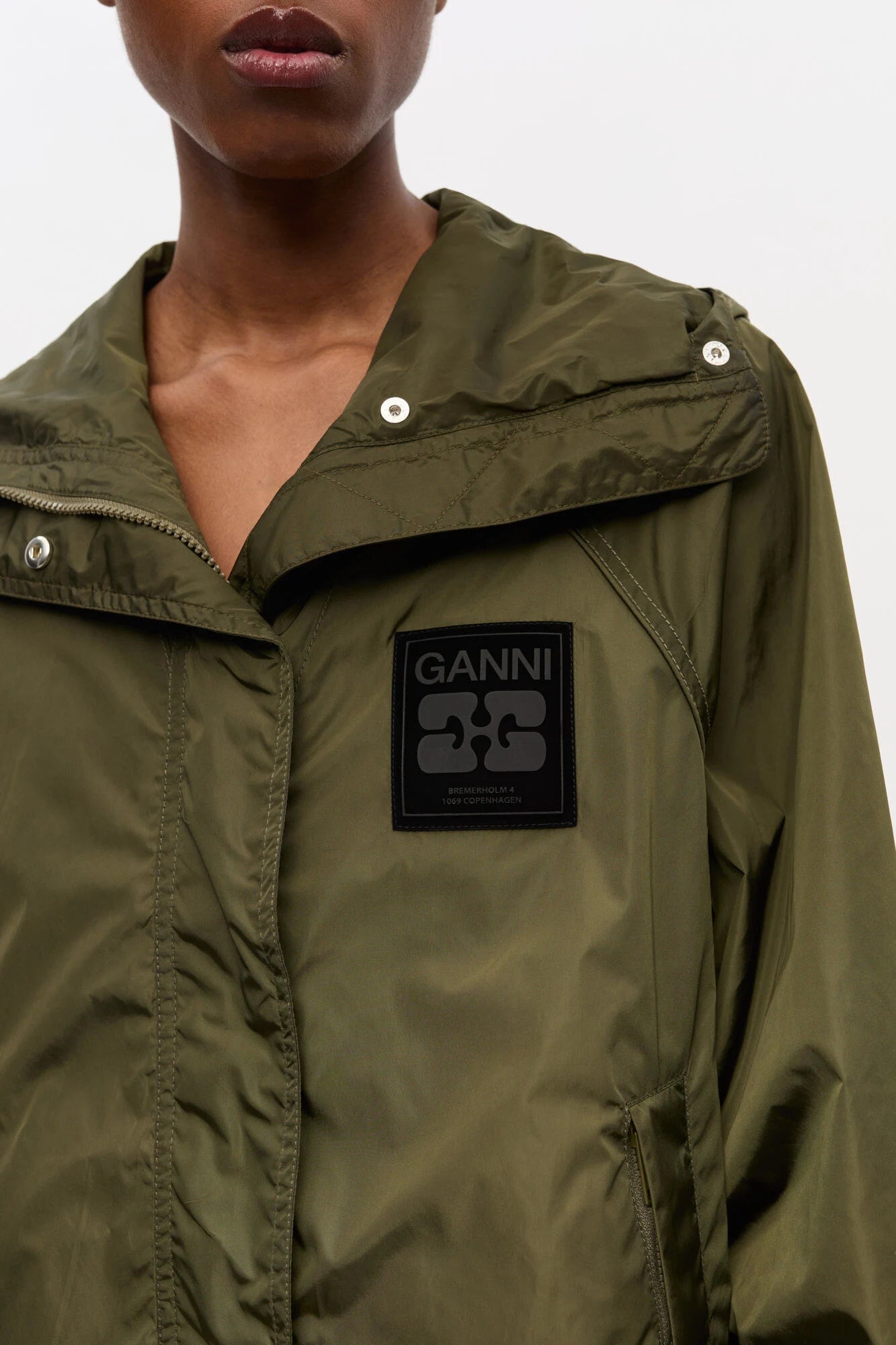 Green Nylon Jacket Jackets &amp; Coats Ganni