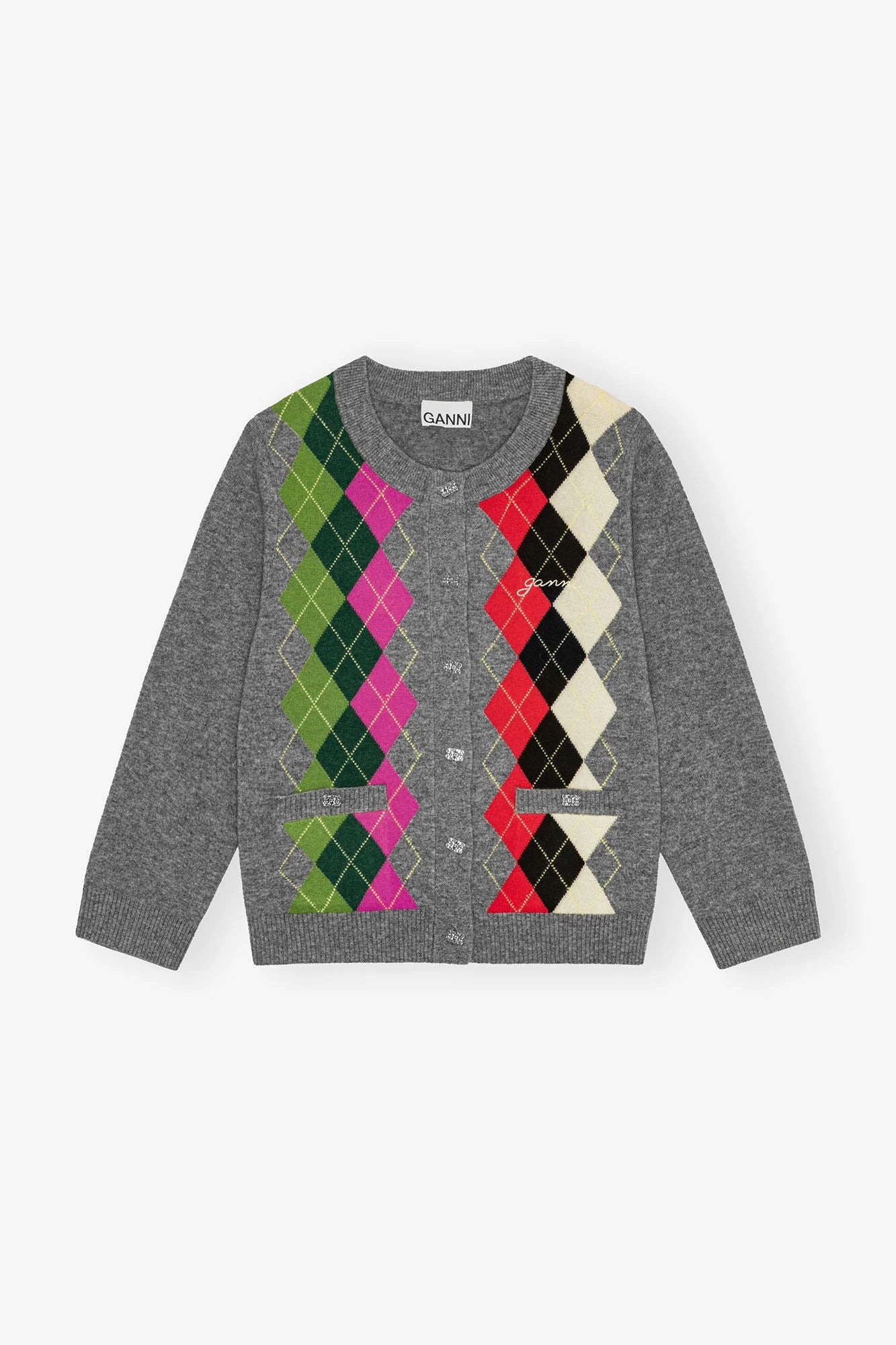 Grey Check Cardigan Sweaters &amp; Knits Ganni