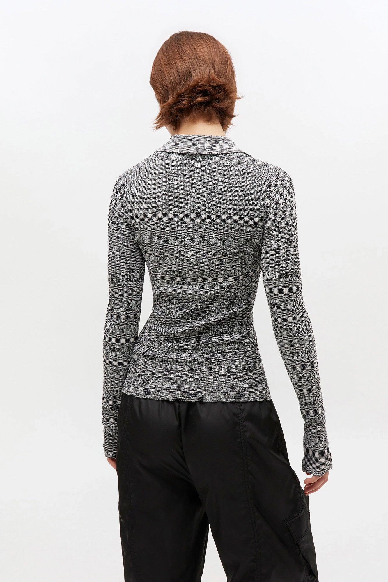 Grey Striped Knitted Polo Shirt Sweaters & Knits Ganni