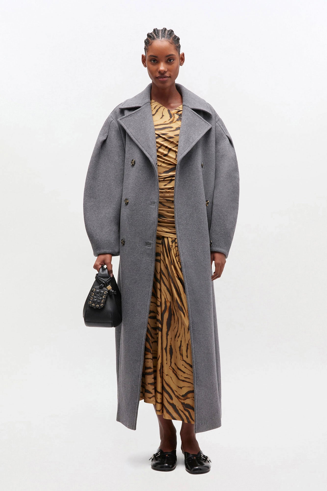 Grey Wool Peacoat Oversized Jackets & Coats Ganni