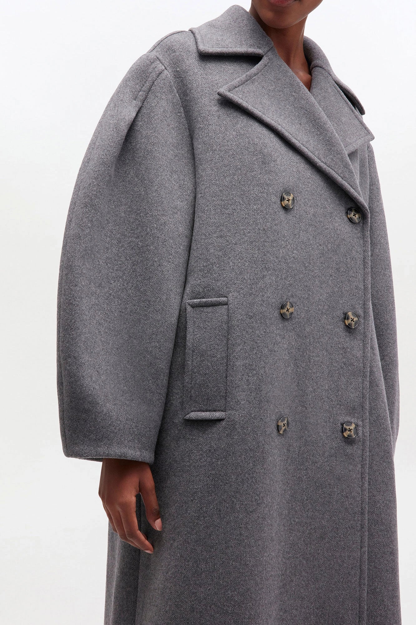Grey Wool Peacoat Oversized Jackets &amp; Coats Ganni