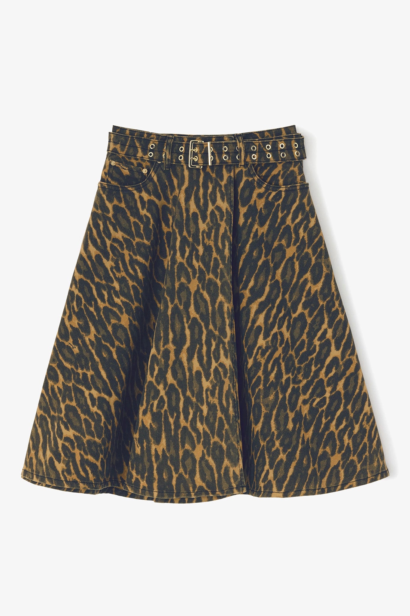 Leopard Denim Wrap Skirt Skirts Ganni