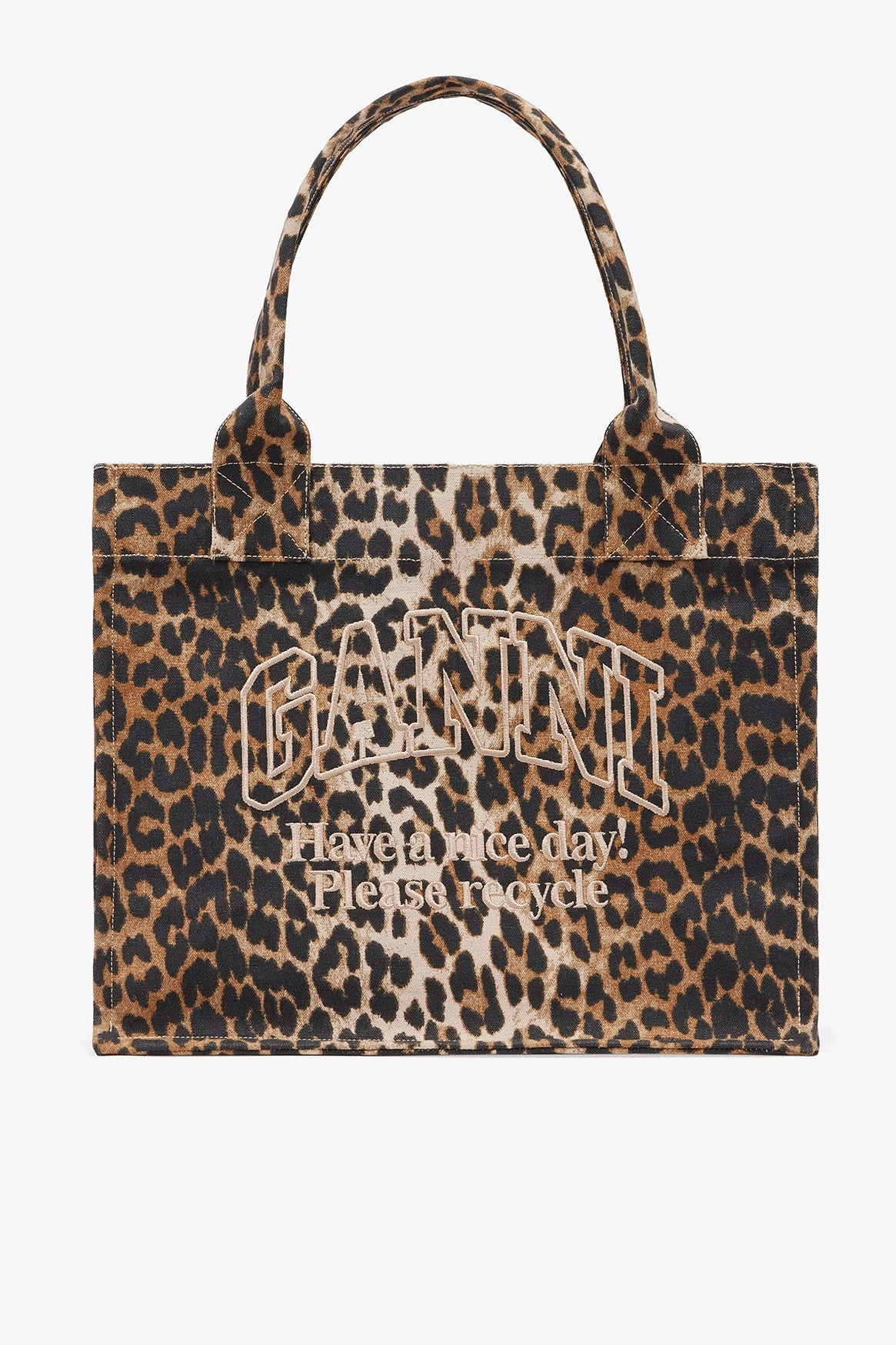 Leopard Large Canvas Tote Bag Accessories Ganni