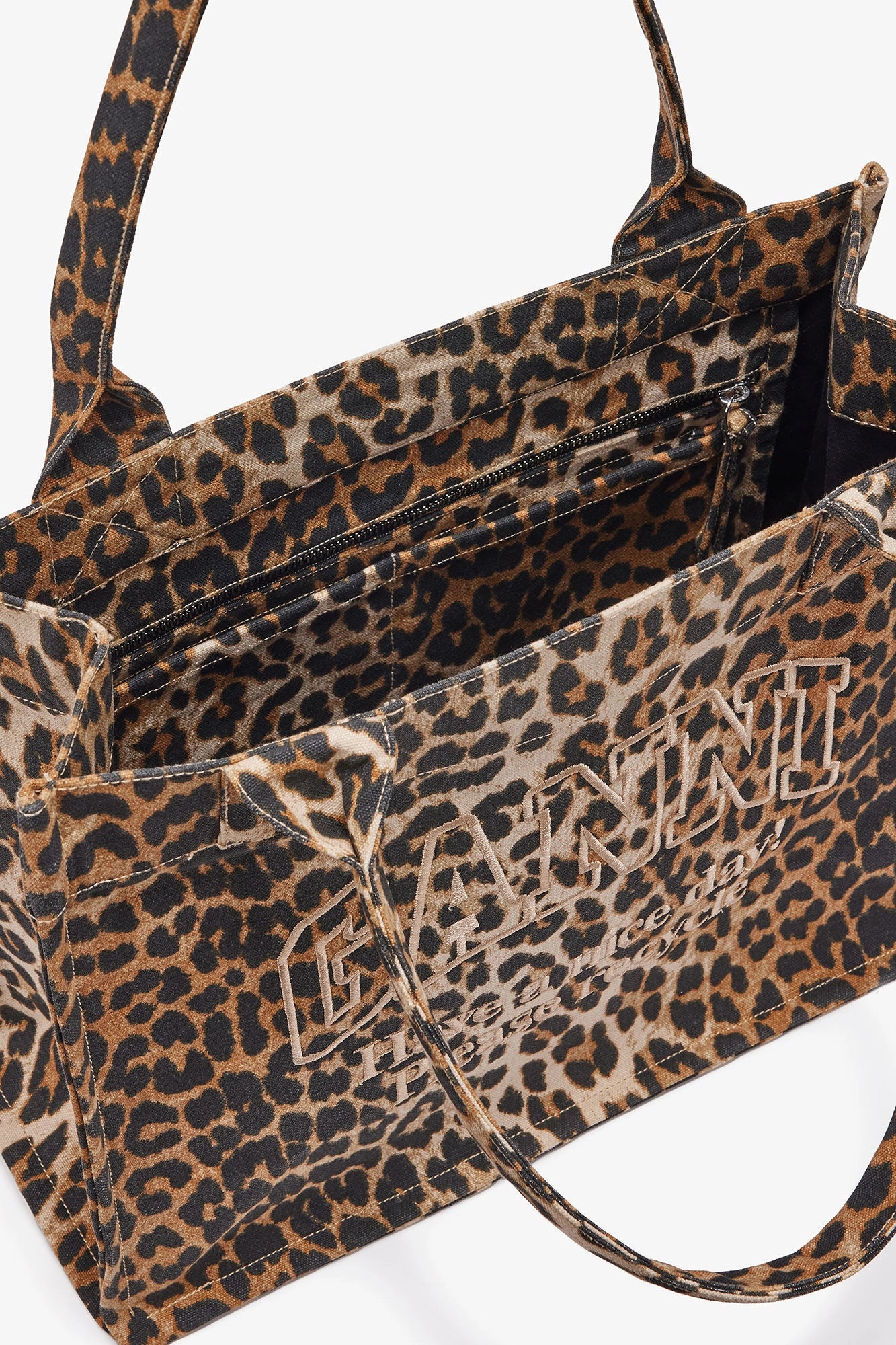 Leopard Large Canvas Tote Bag Accessories Ganni