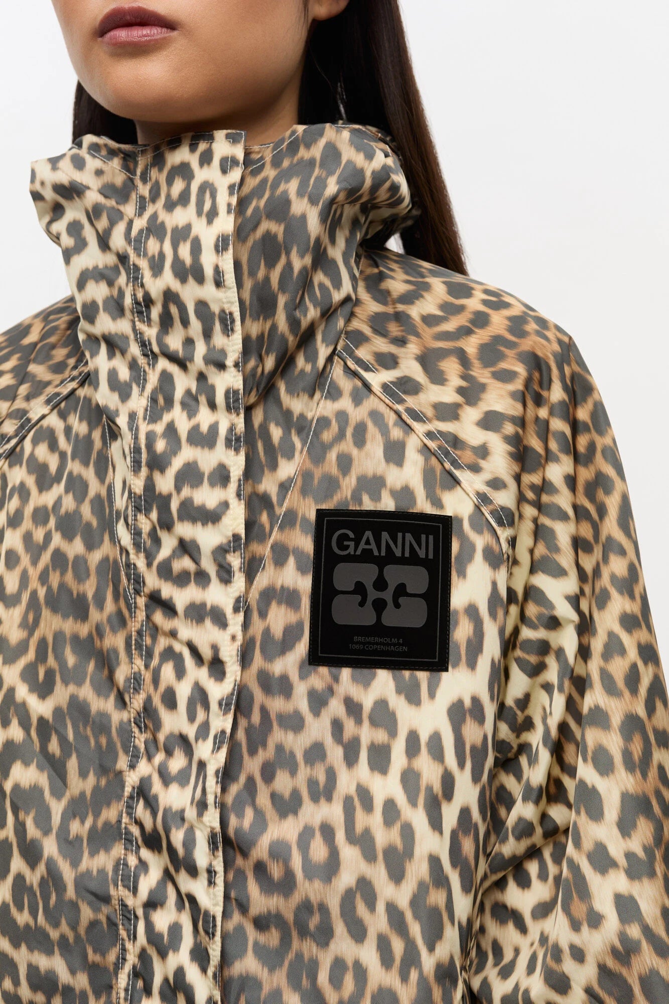 Leopard Print Nylon Jacket Jackets &amp; Coats Ganni