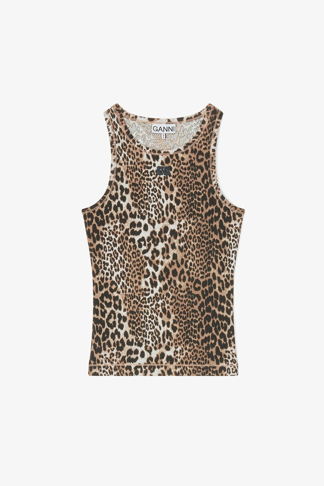 Leopard Rib Tank Top T-Shirts Ganni