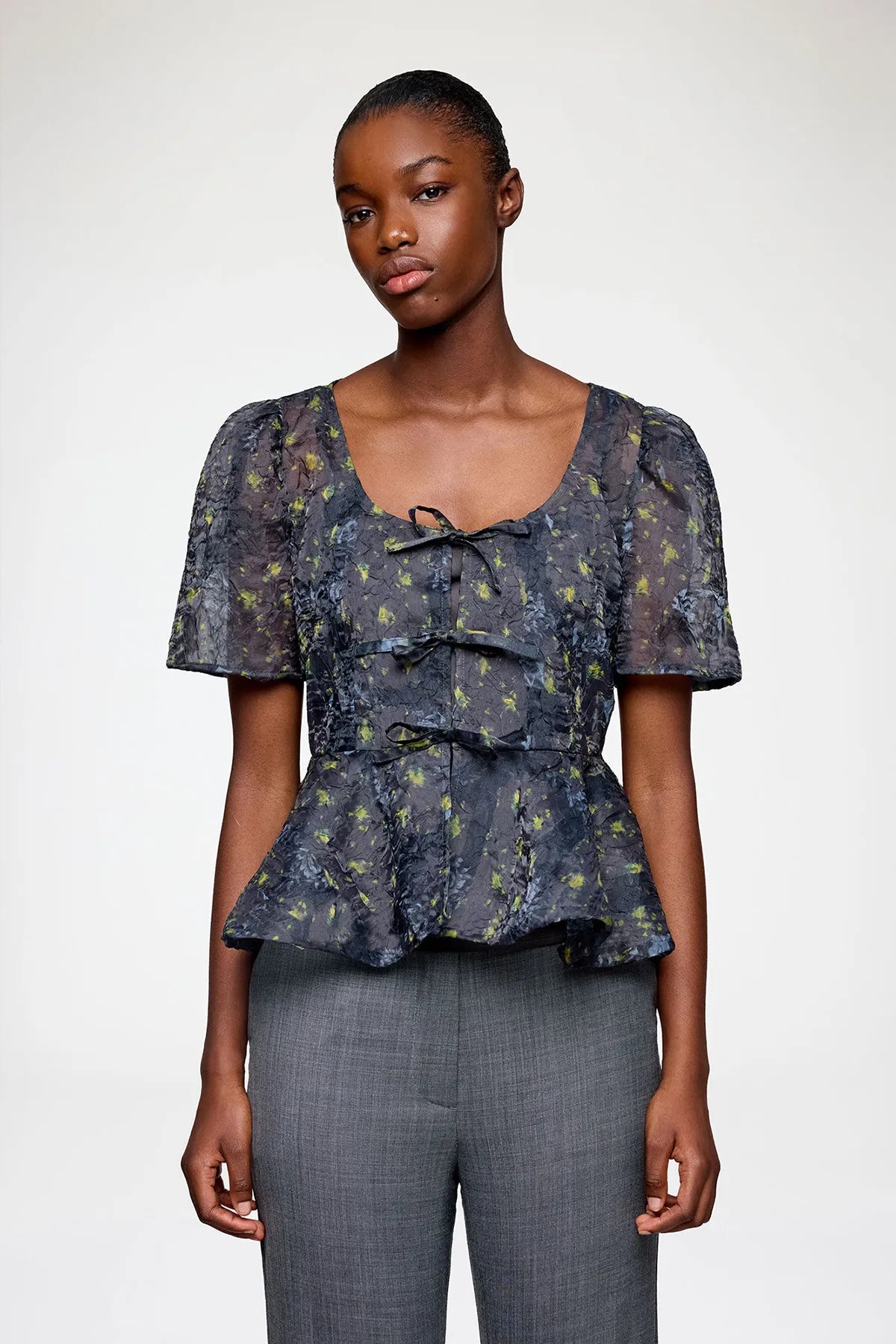 Peplum Blouse in Shibori Organza Shirts & Tops Ganni