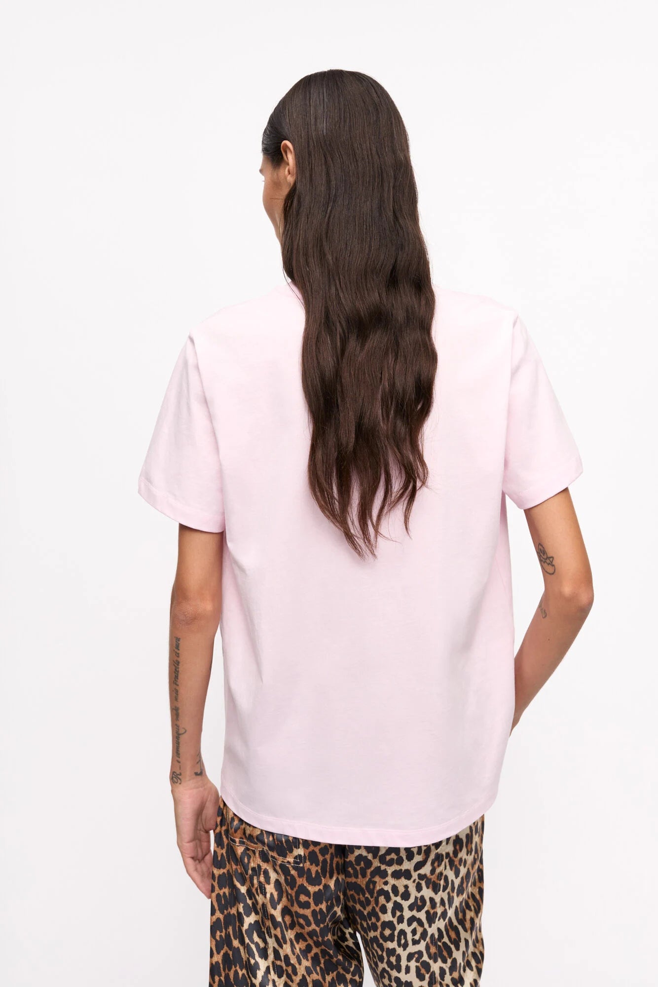 Pink Basic Jersey Leopard Relaxed T-shirt T-Shirts Ganni