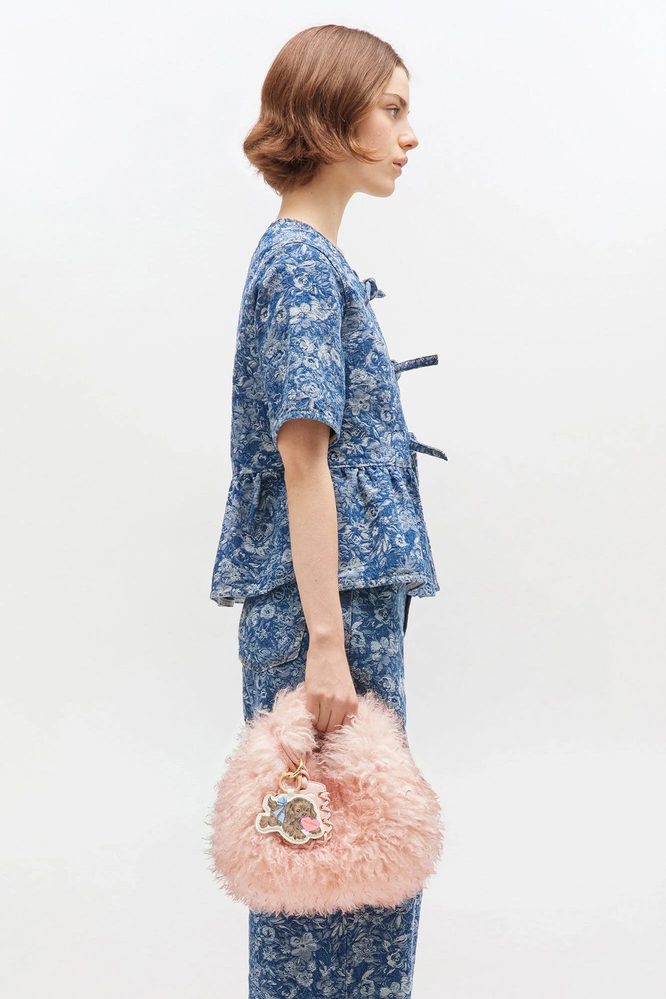 Pink Fur Mini Hobo Bag Accessories Ganni