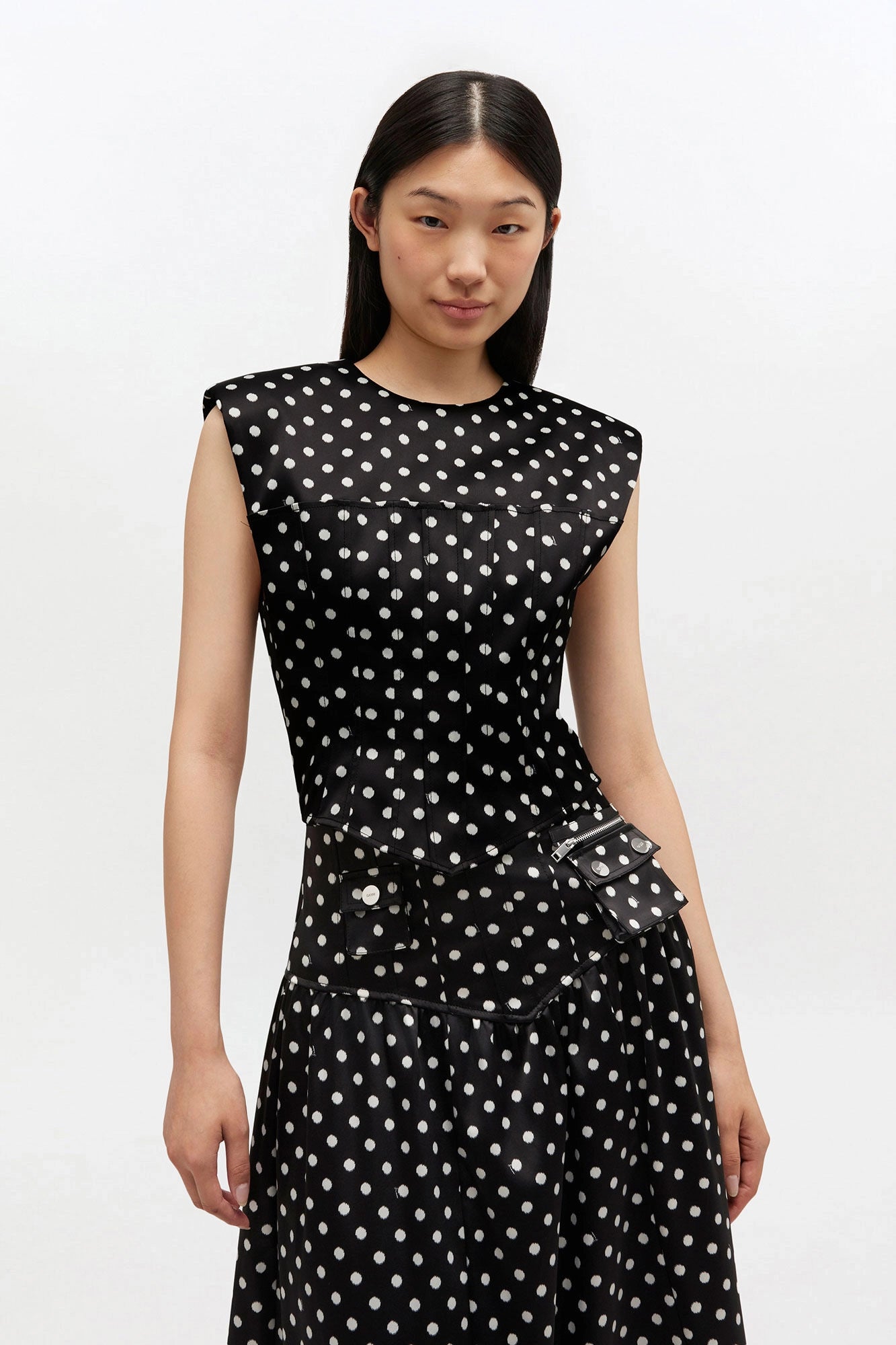 Polka-Dot Satin Corset Top Tops Ganni