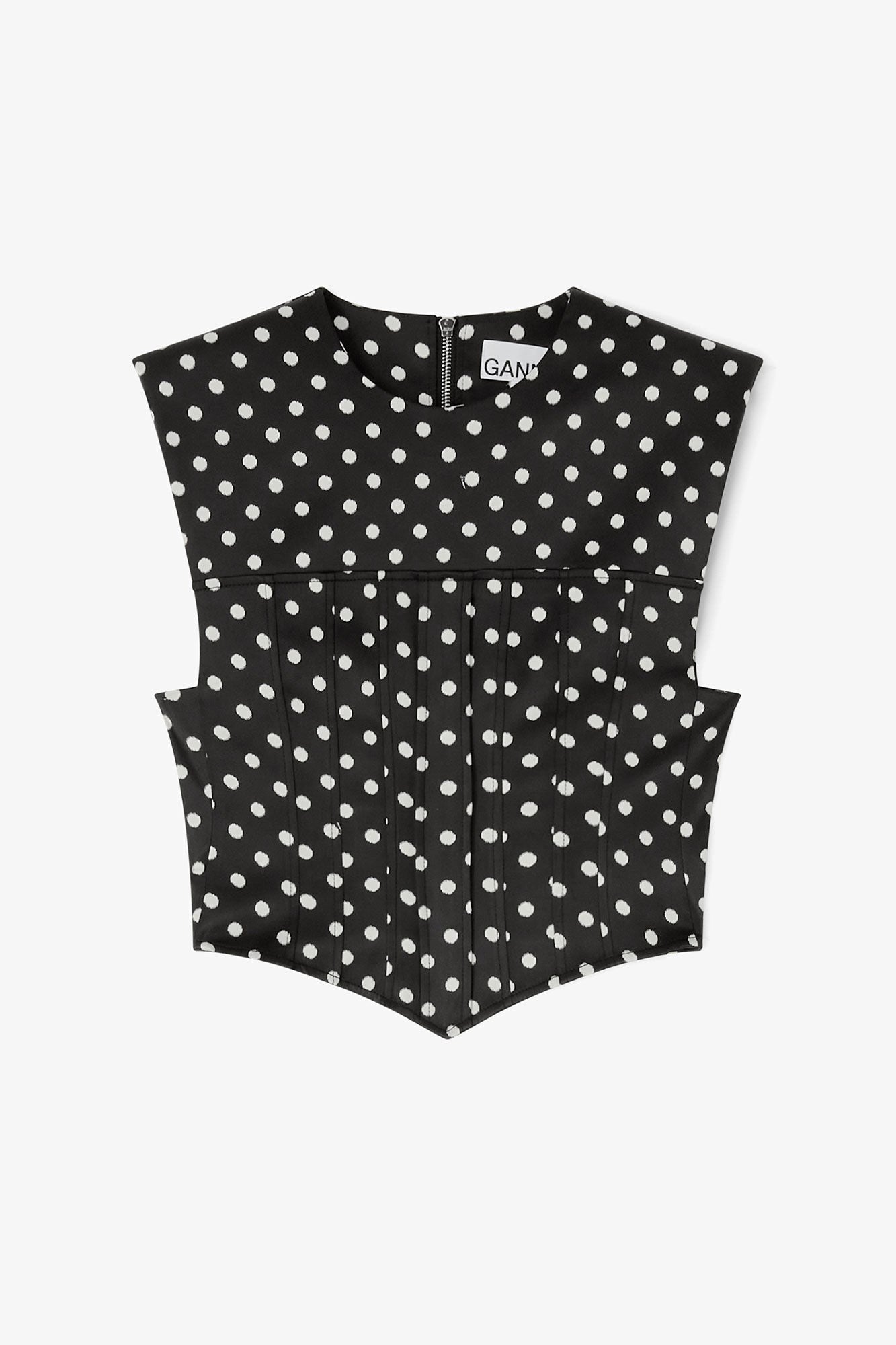 Polka-Dot Satin Corset Top Tops Ganni