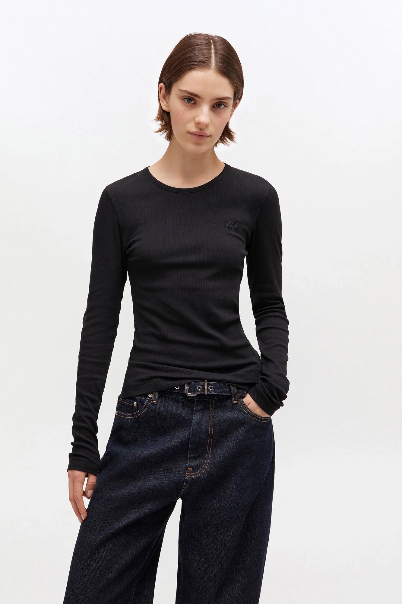 Rib Long Sleeve T-Shirts Ganni