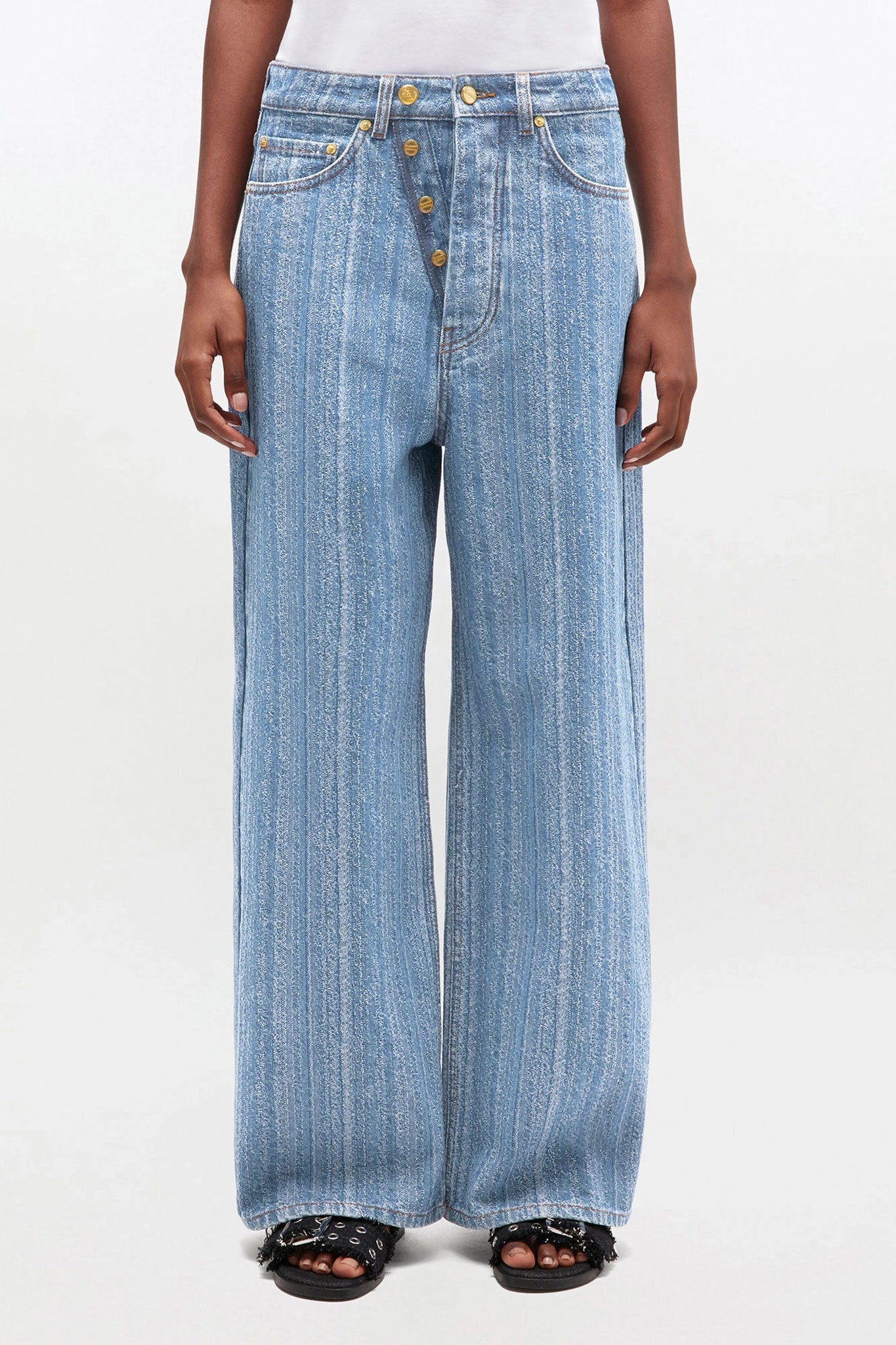 Striped Baggy Jeans Pants Ganni