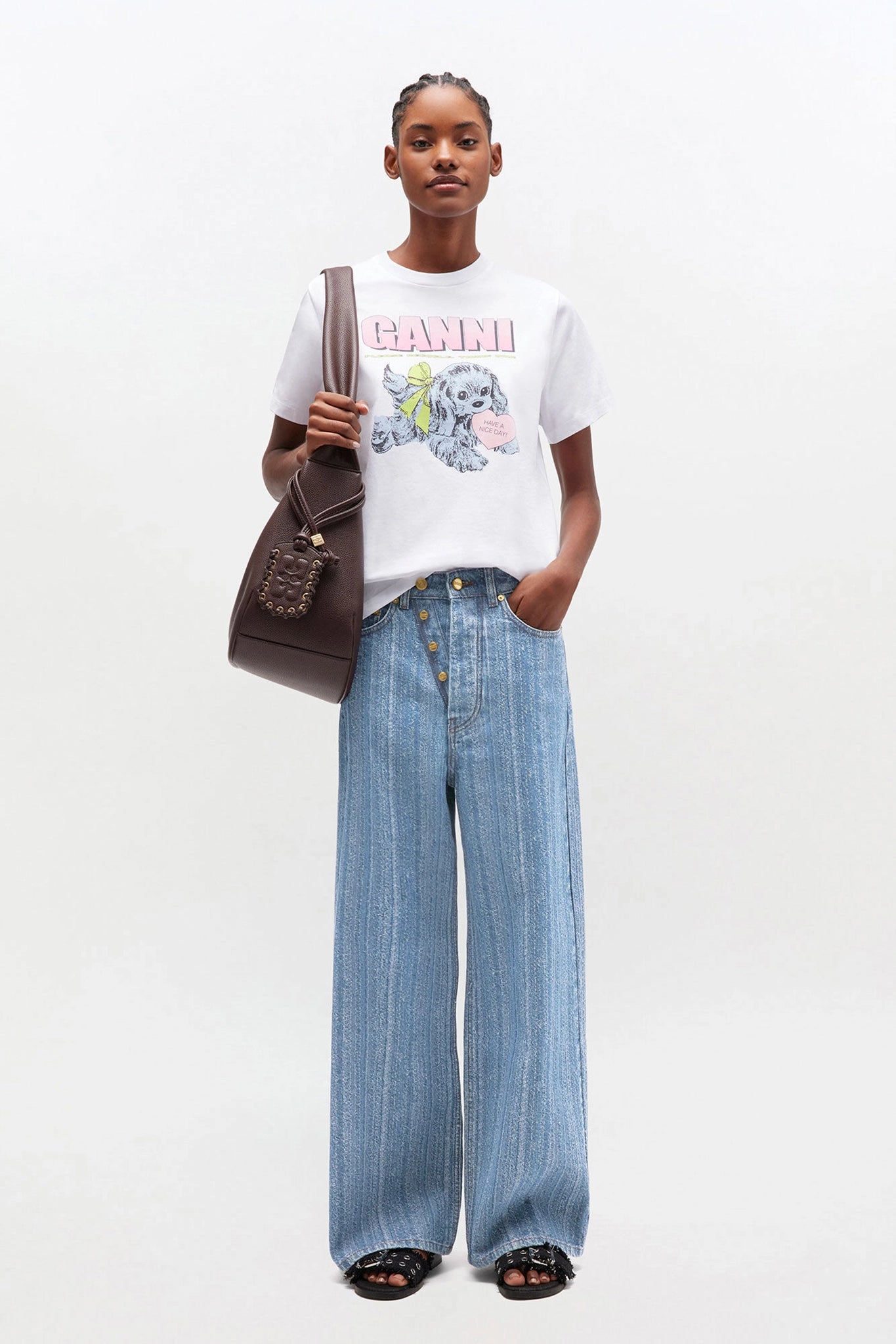 Striped Baggy Jeans Pants Ganni