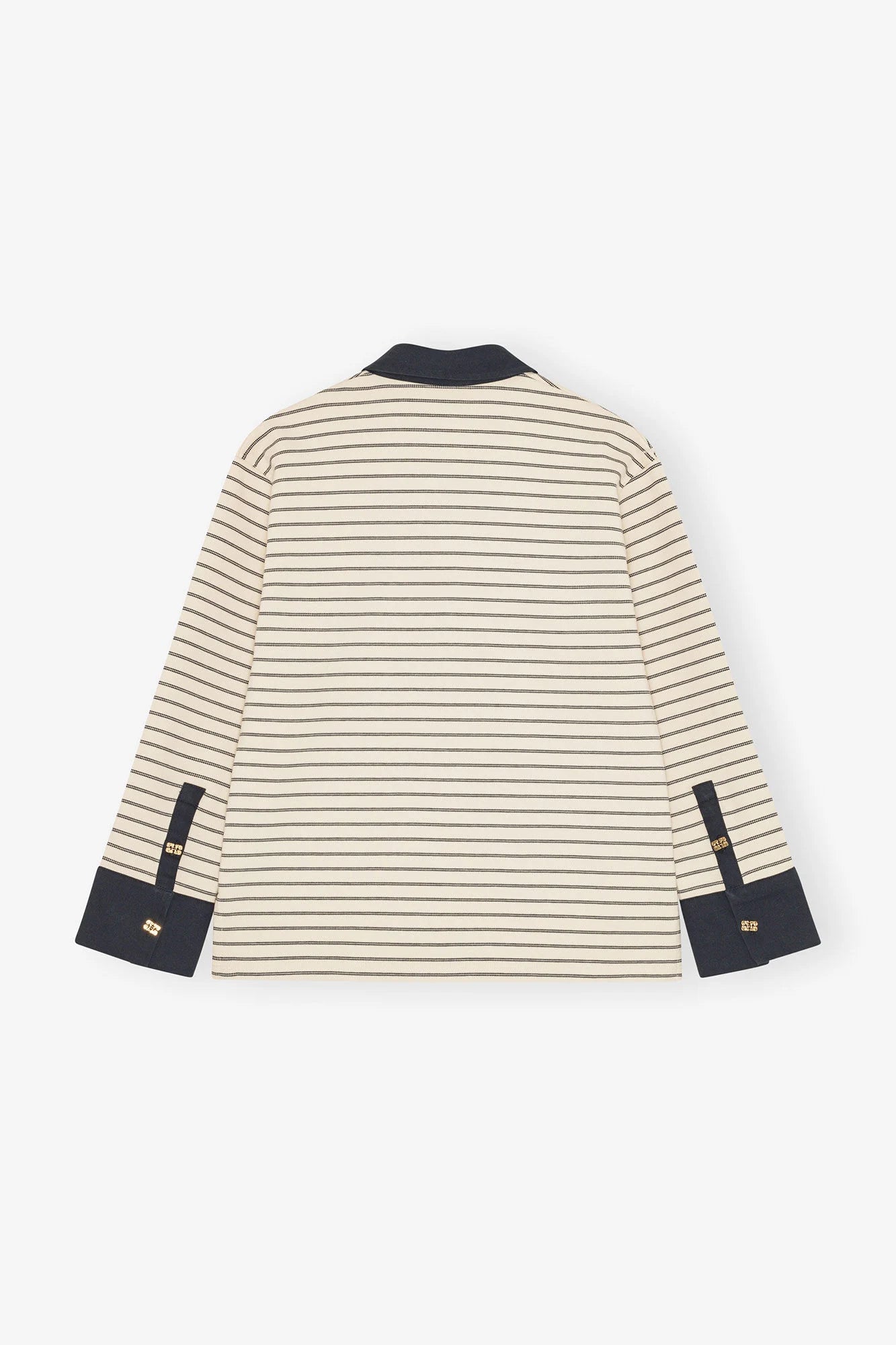 Striped Cotton Polo Tops Ganni