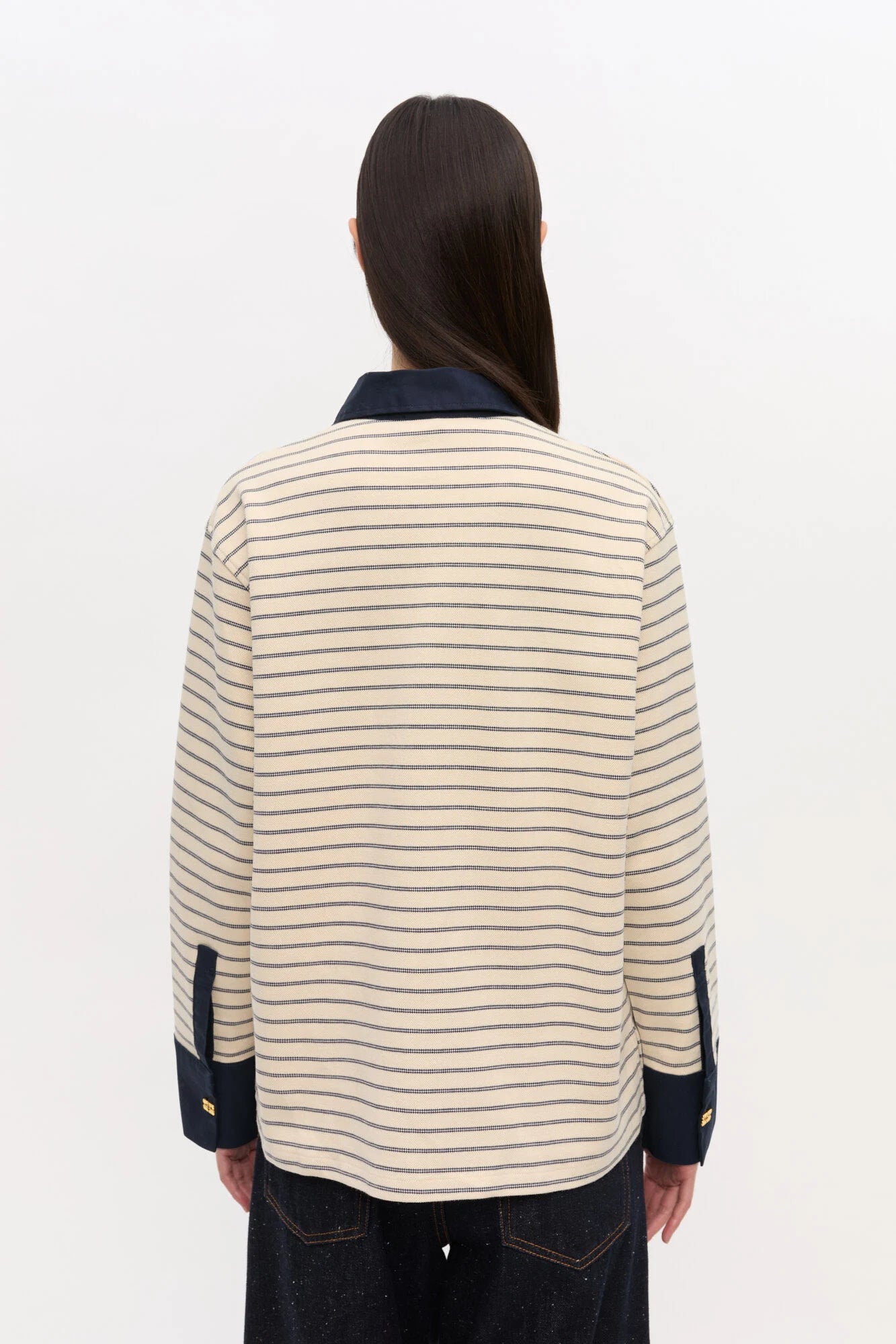 Striped Cotton Polo Tops Ganni