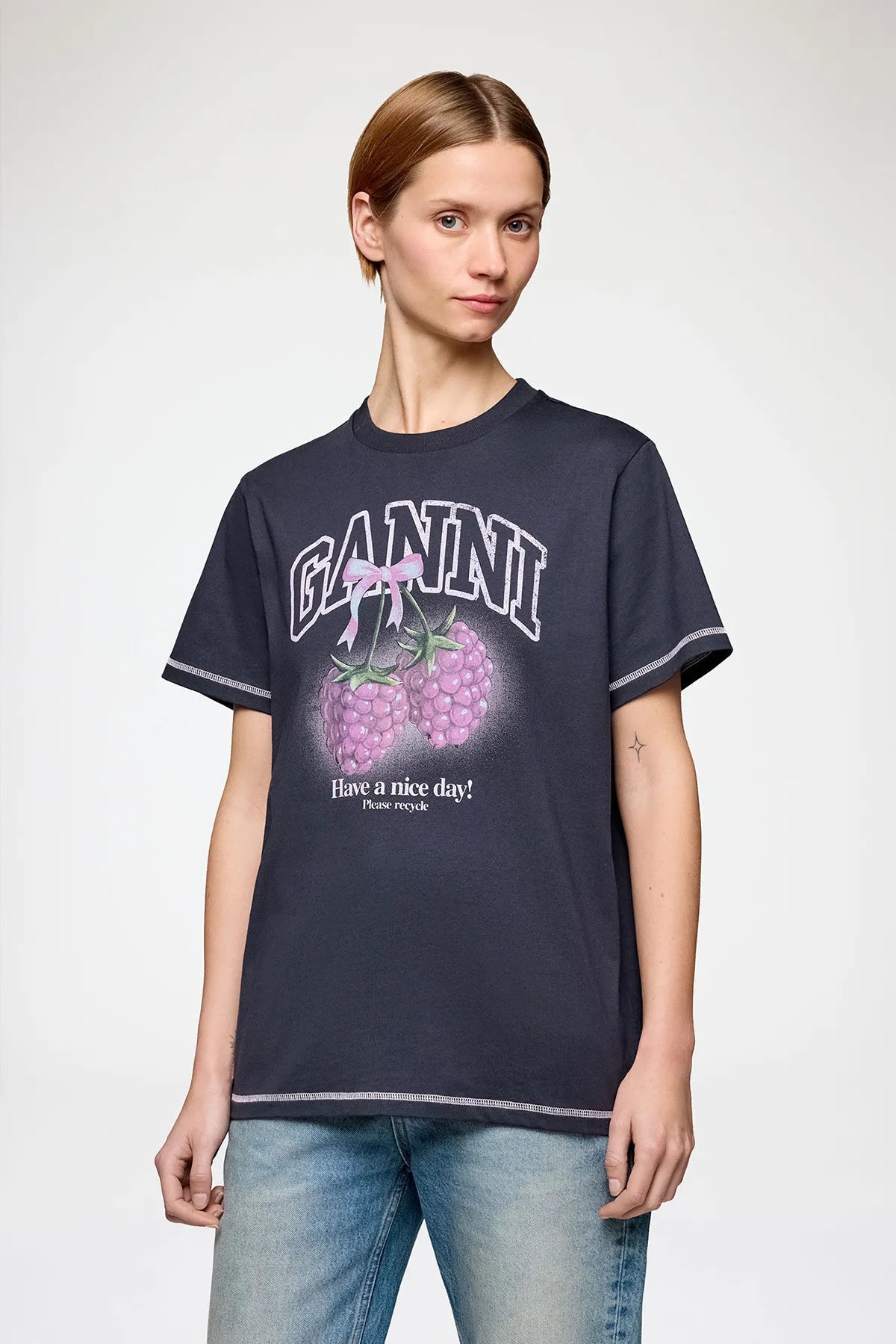 T-shirt with Raspberries T-Shirts & Tanks Ganni