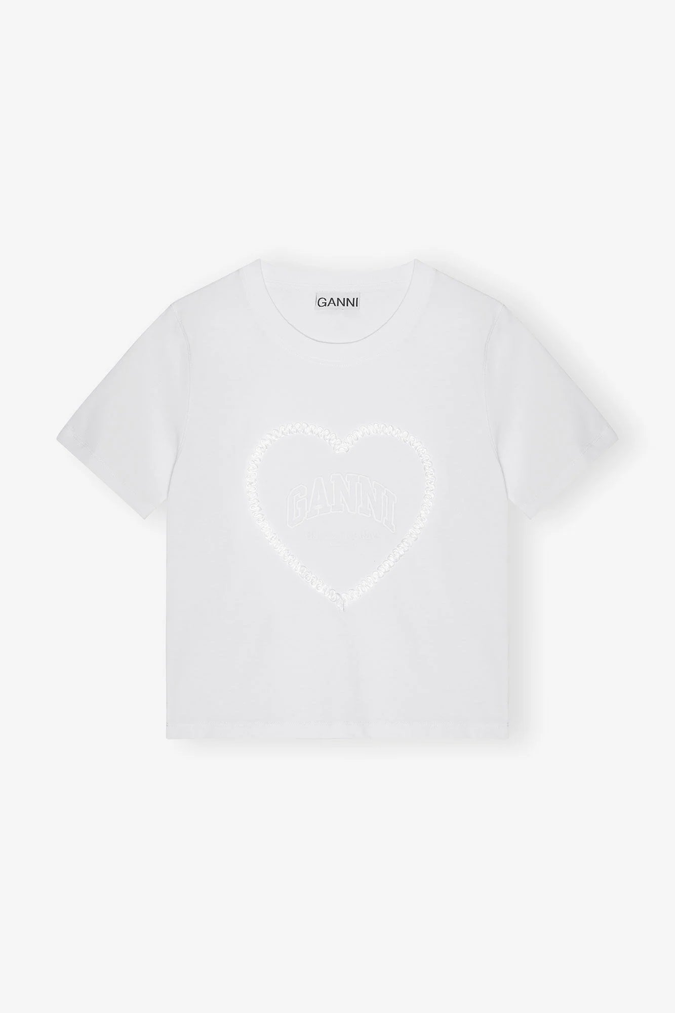 White Heavy Cotton Heart T-Shirt T-Shirts Ganni
