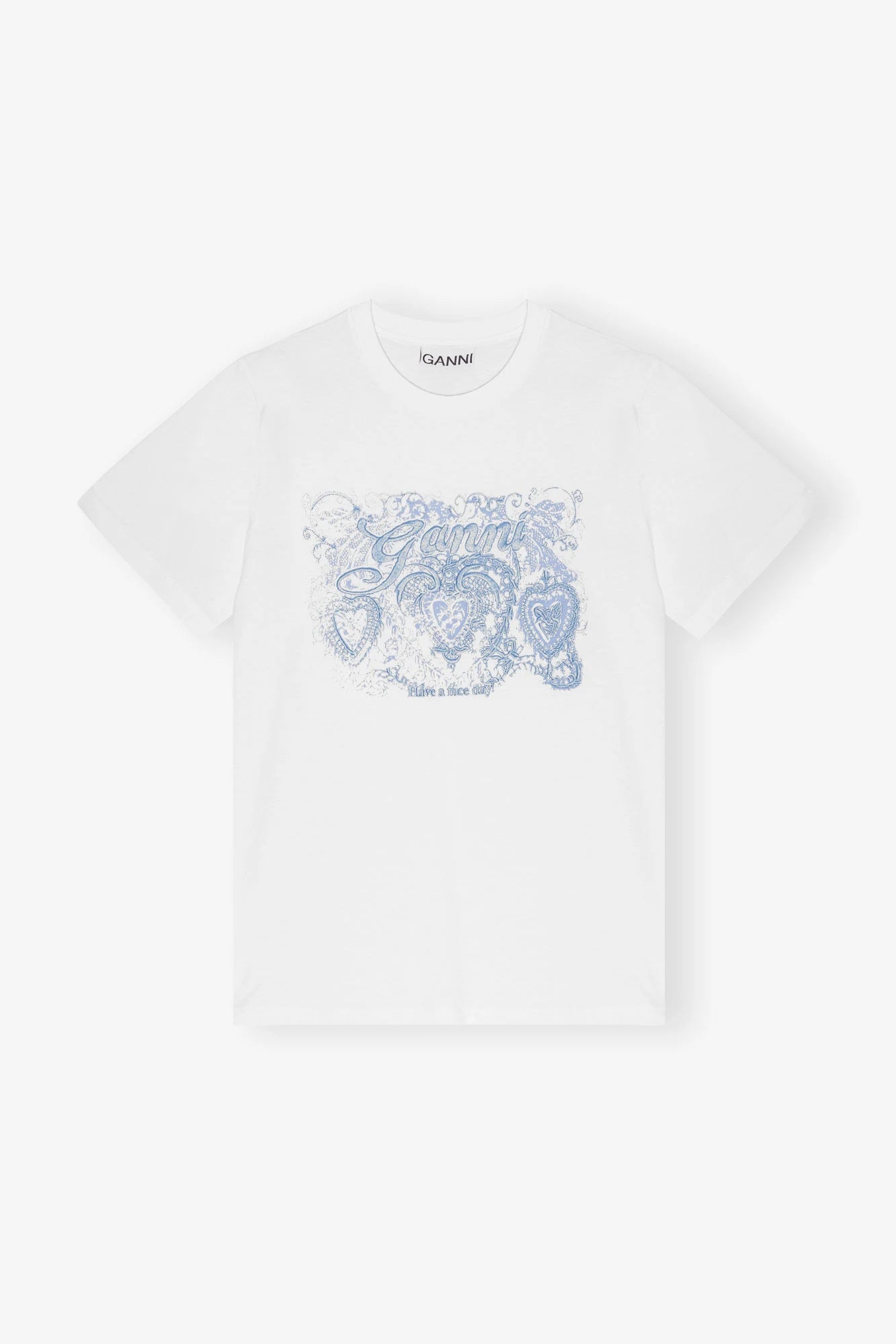 White Jersey Tattoo Lace T-shirt T-Shirts Ganni