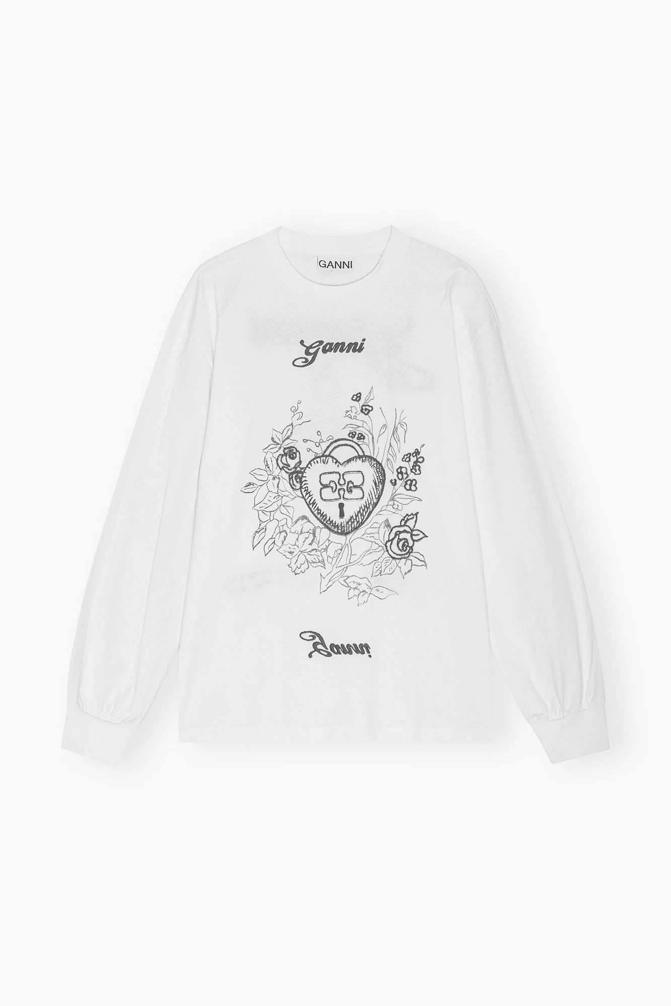 White Re-cut Heavy Long Sleeve T-shirt T-Shirts Ganni