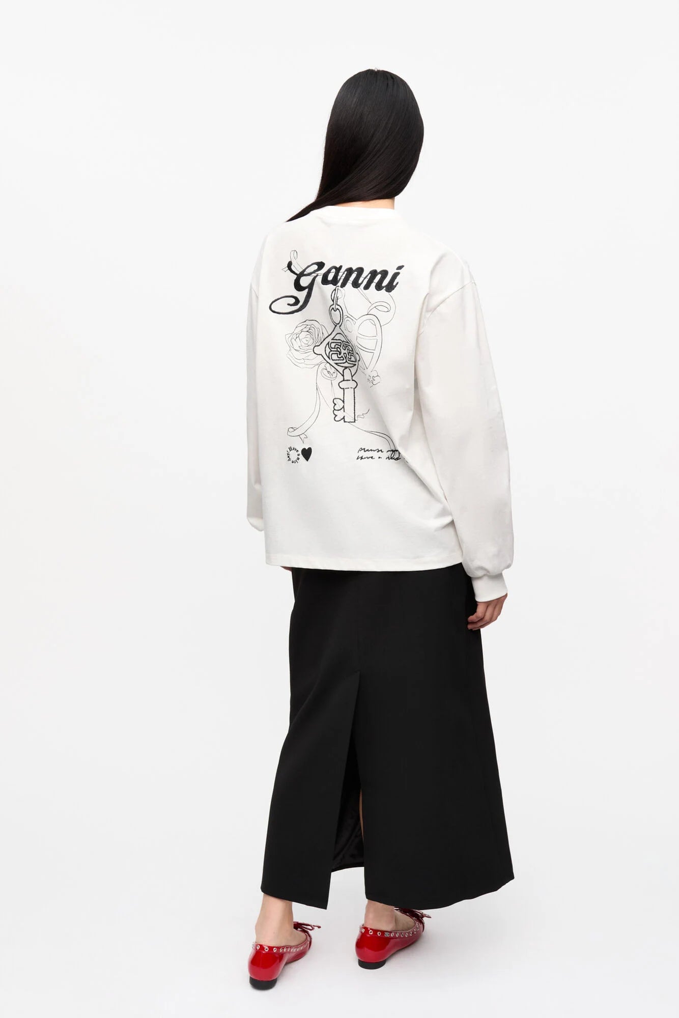 White Re-cut Heavy Long Sleeve T-shirt T-Shirts Ganni