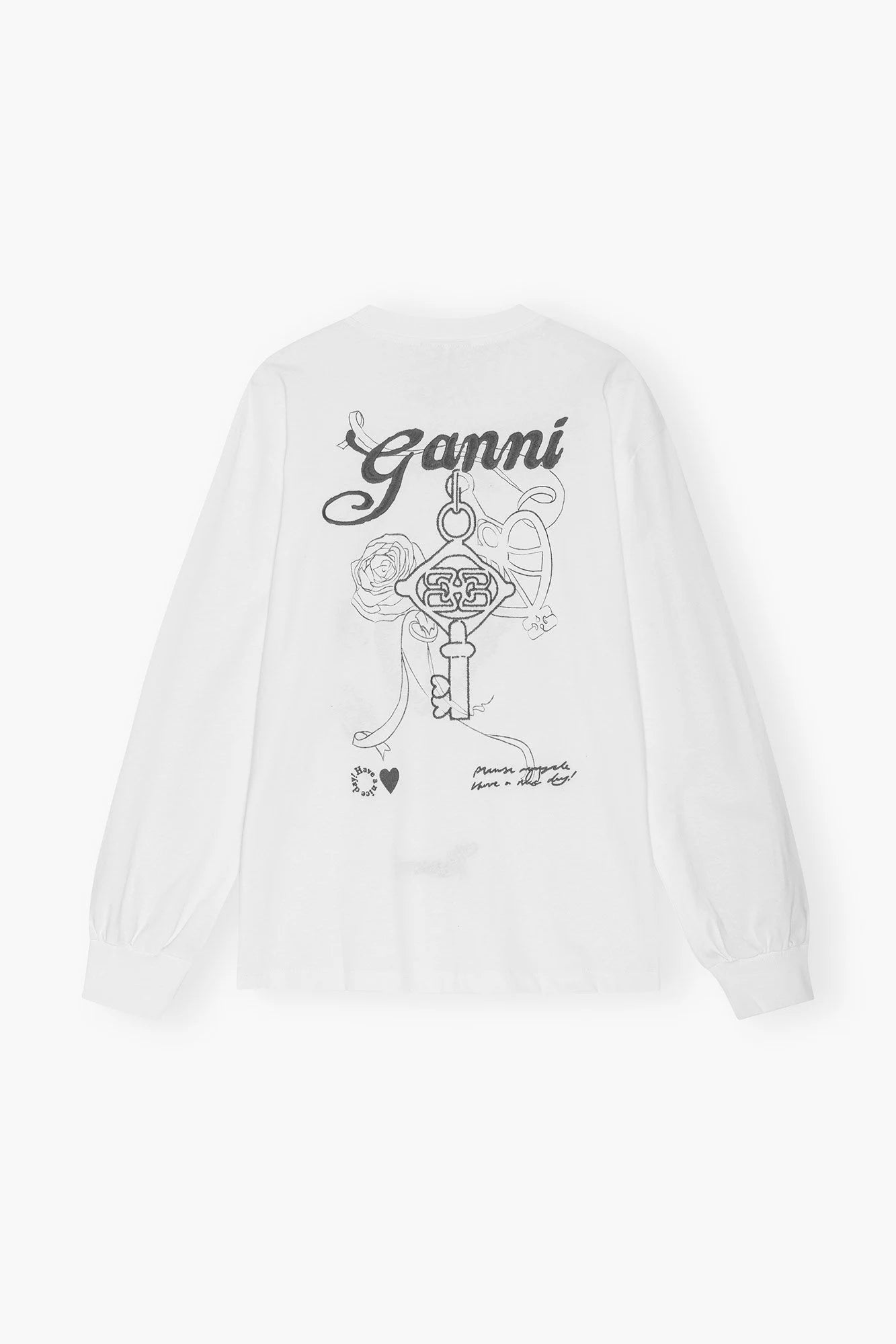 White Re-cut Heavy Long Sleeve T-shirt T-Shirts Ganni