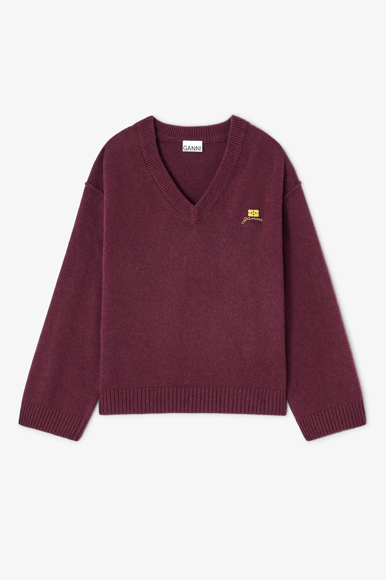 Wool Mix V-neck Jumper Sweaters &amp; Knits Ganni