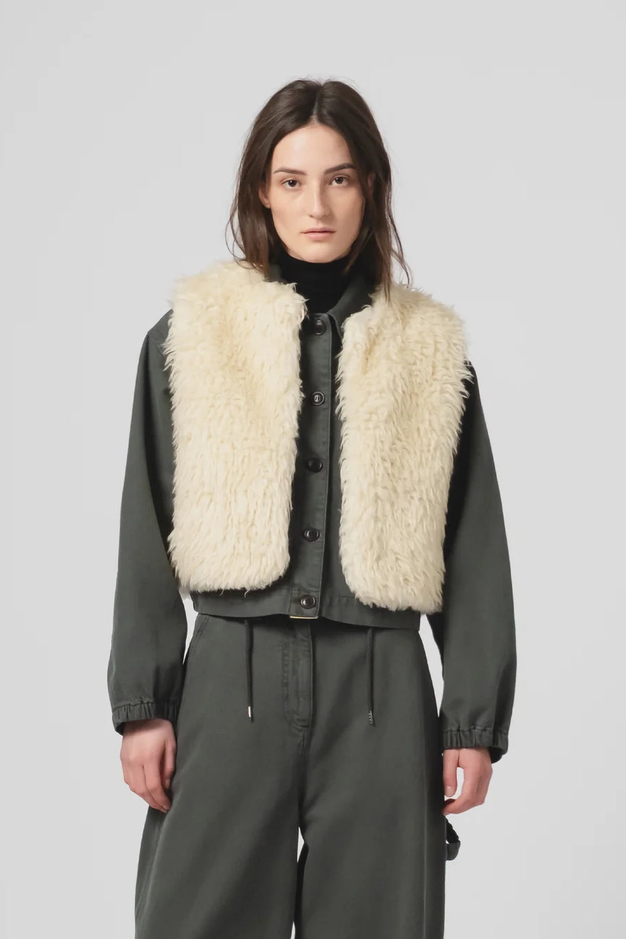 G.o.D Peak Vest Alaska Fluff Ecru Jackets & Coats Girls of Dust