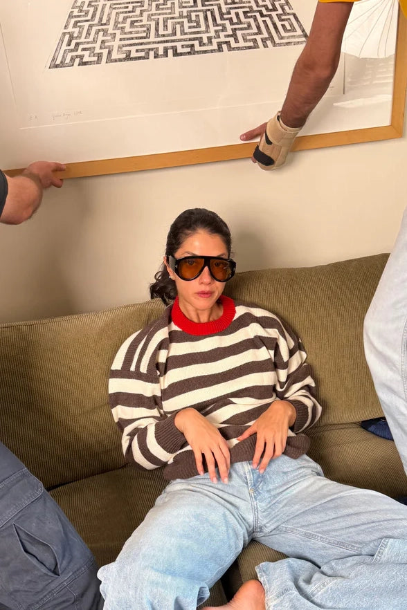 Brown Stripe Party Sweaters & Knits Givéh