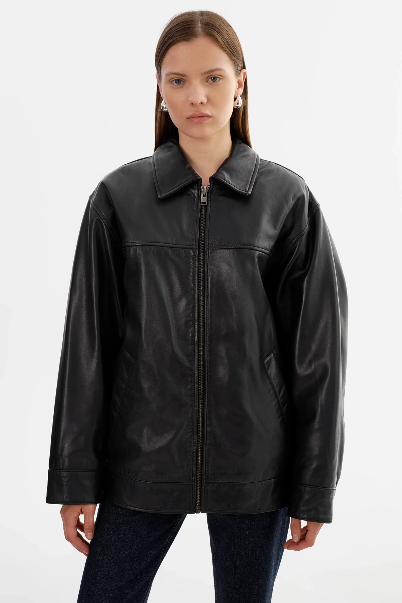 Theia Leather Bomber Jacket Jackets & Coats LAMARQUE