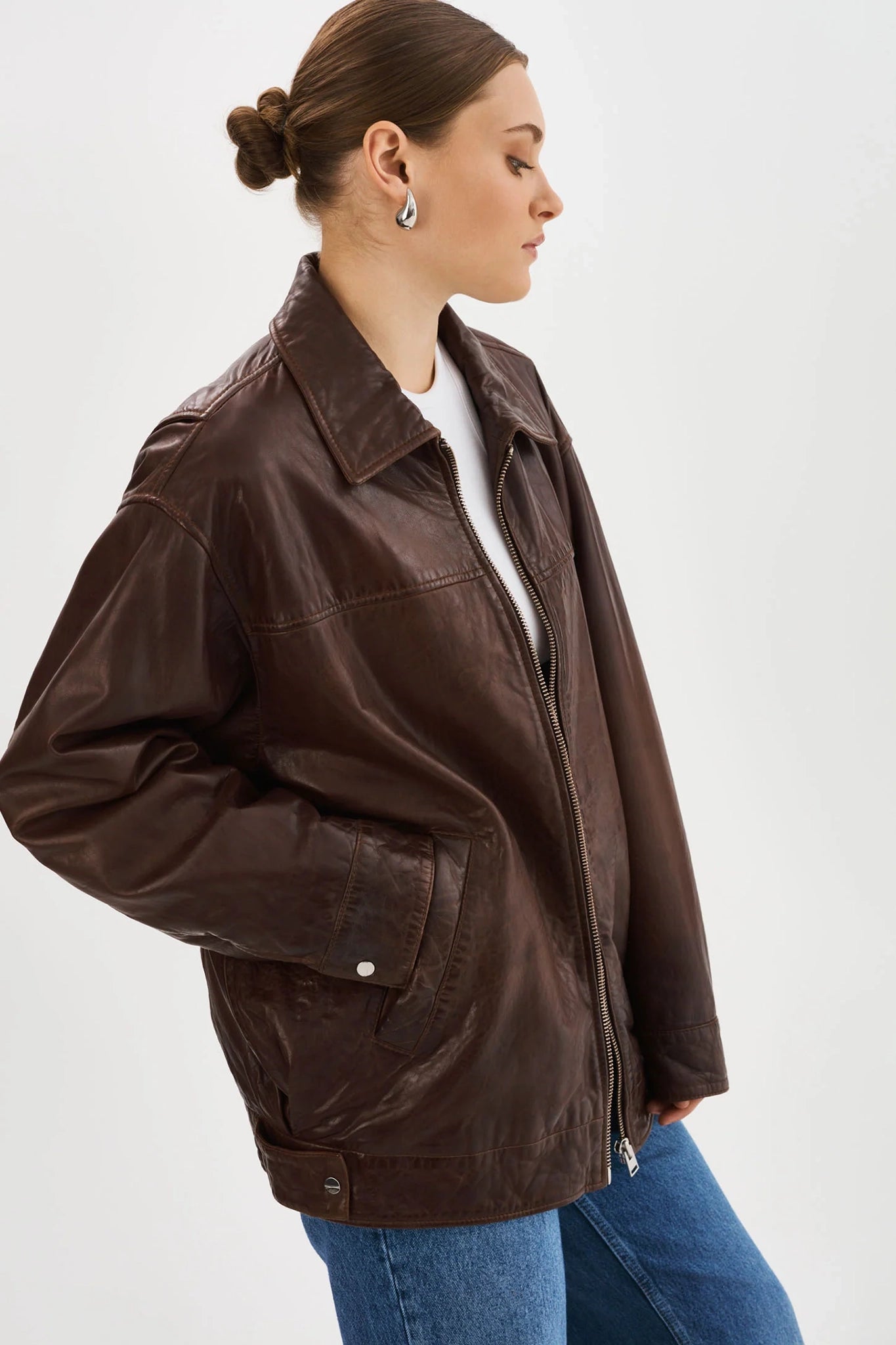 Theia Leather Bomber Jacket Jackets &amp; Coats LAMARQUE