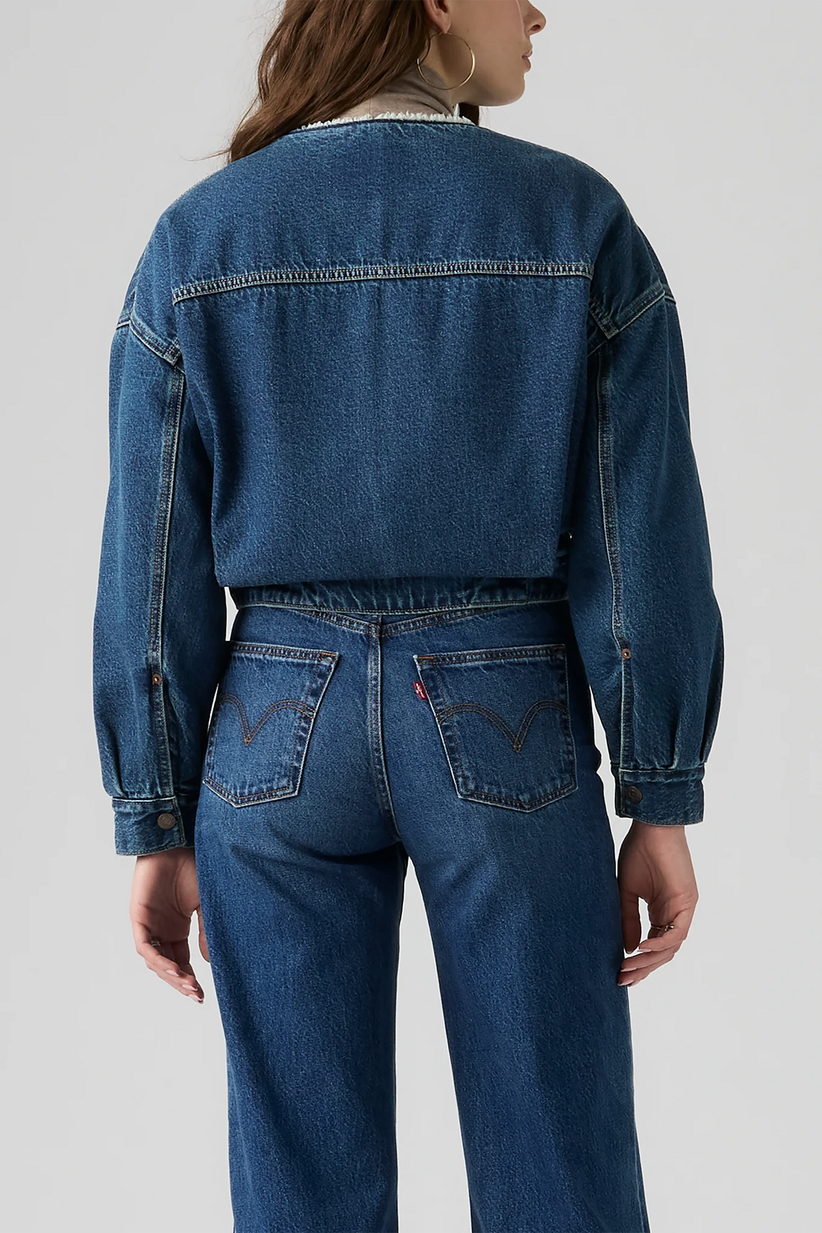 Collarless Cropped Sherpa Trucker Jacket Jackets &amp; Coats Levi's