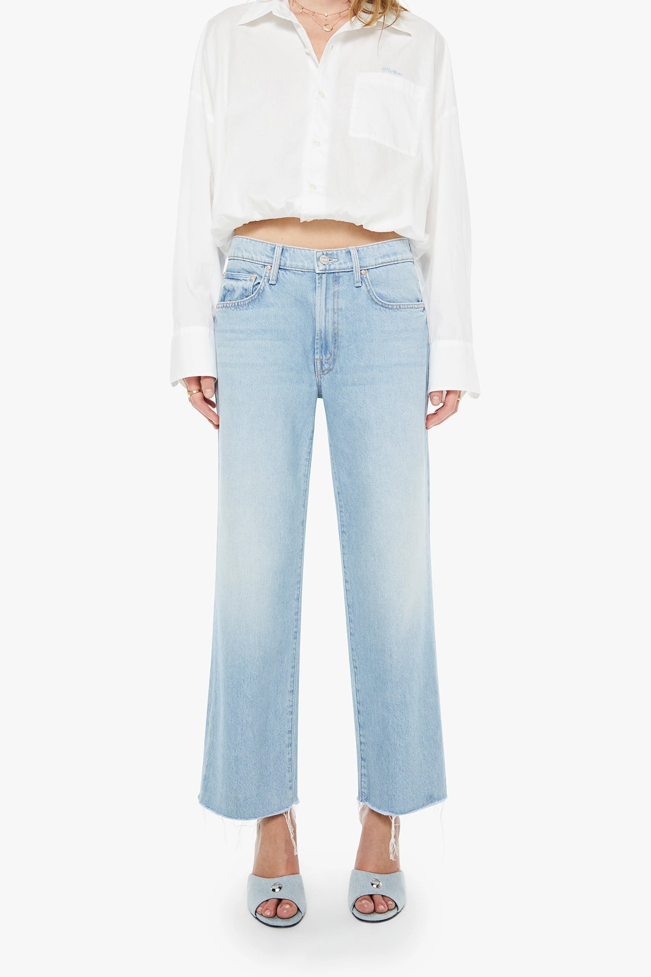 The Mid Rise Rambler Zip Ankle Fray Pants MOTHER