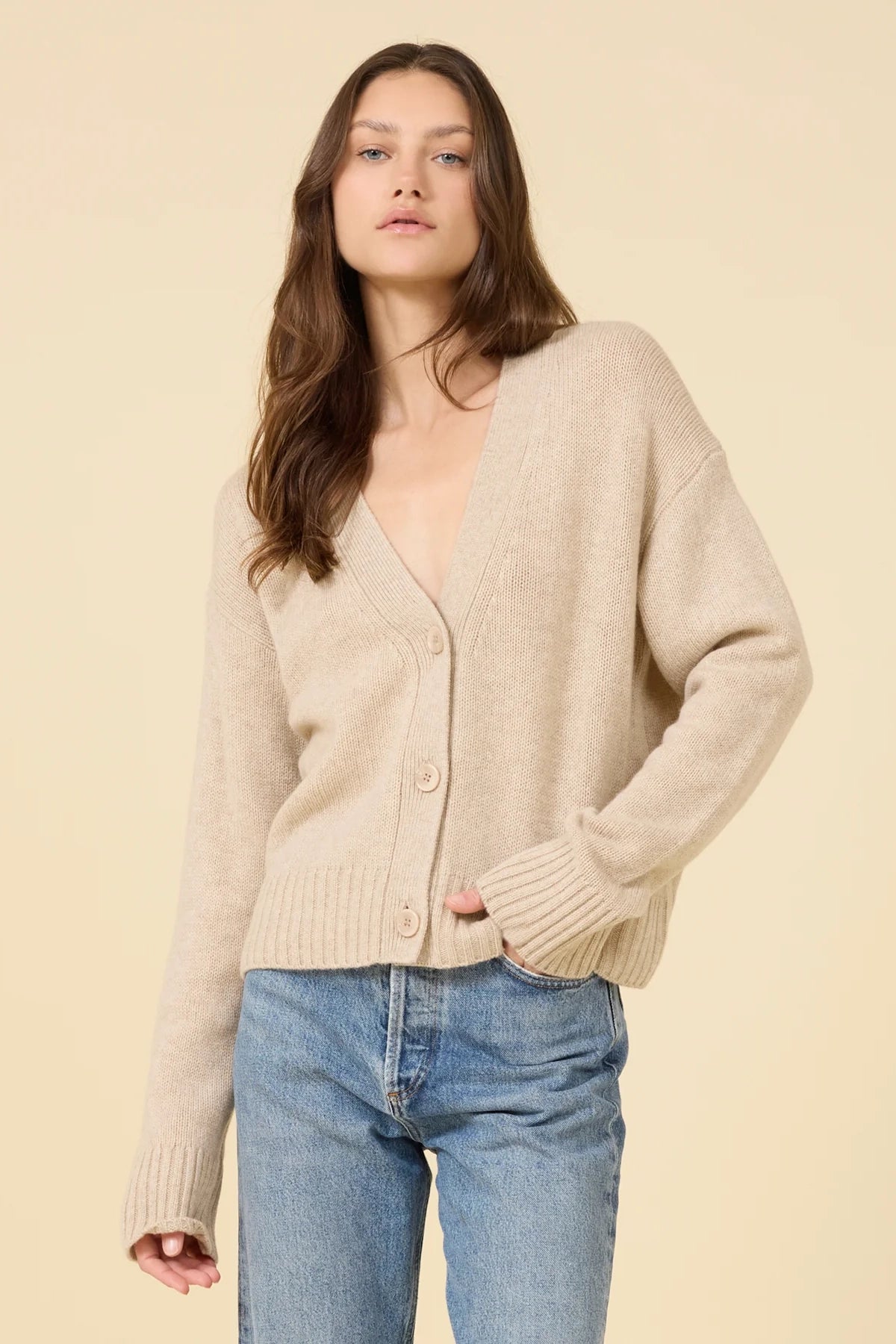 Aster Cashmere Cardigan Sweaters &amp; Knits One Grey Day