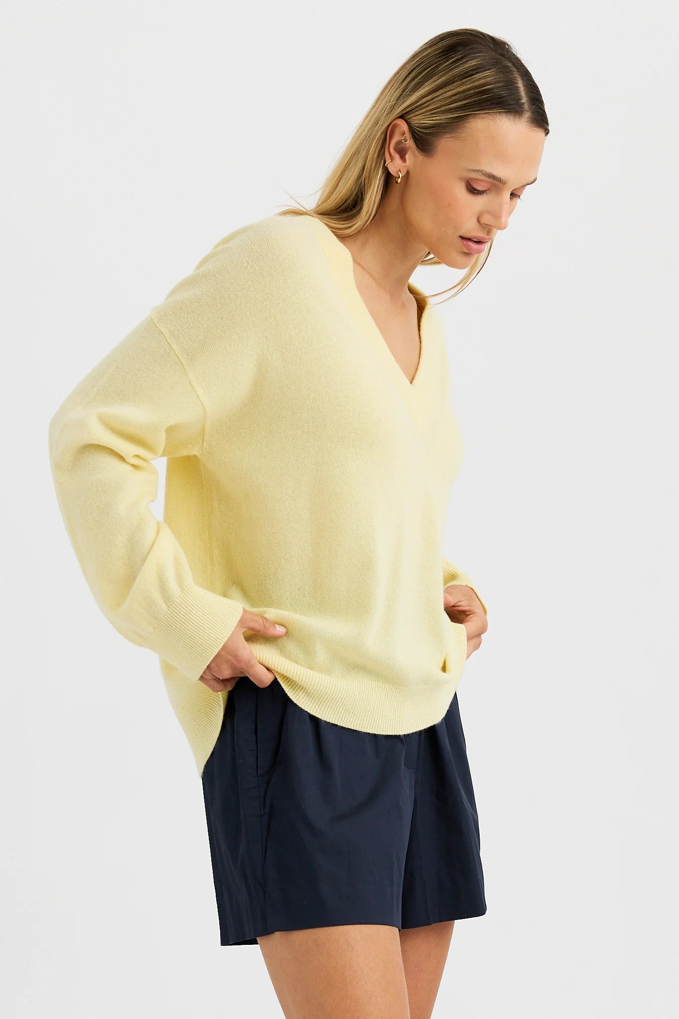 Catherine Cashmere VNeck Sweaters & Knits One Grey Day