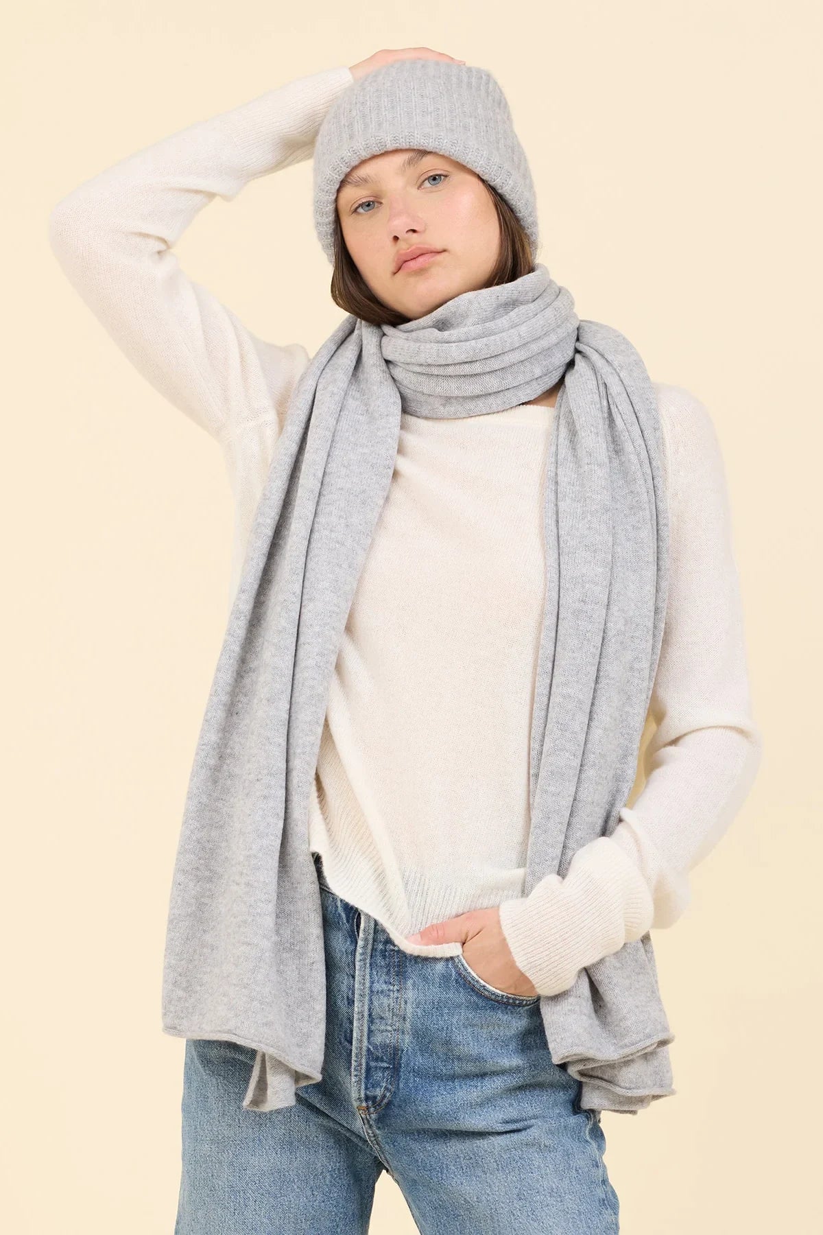 Sloane Cashmere Travel Scarf Accessories One Grey Day