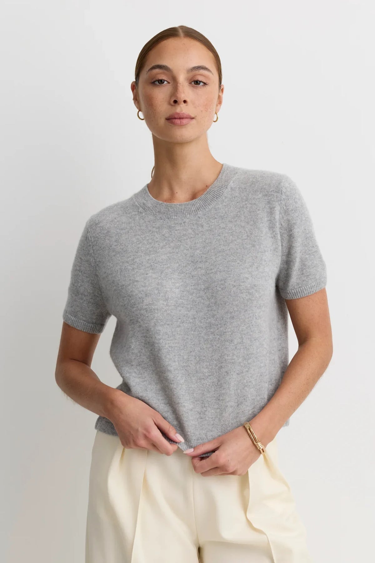 Kadri Cashmere Crew Tee Sweaters &amp; Knits One Grey Day