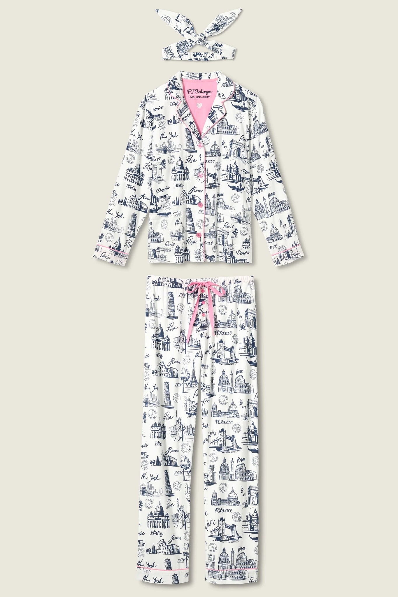 Bon Voyage 3-Piece Flannel PJ Set Sleepwear P.J. Salvage