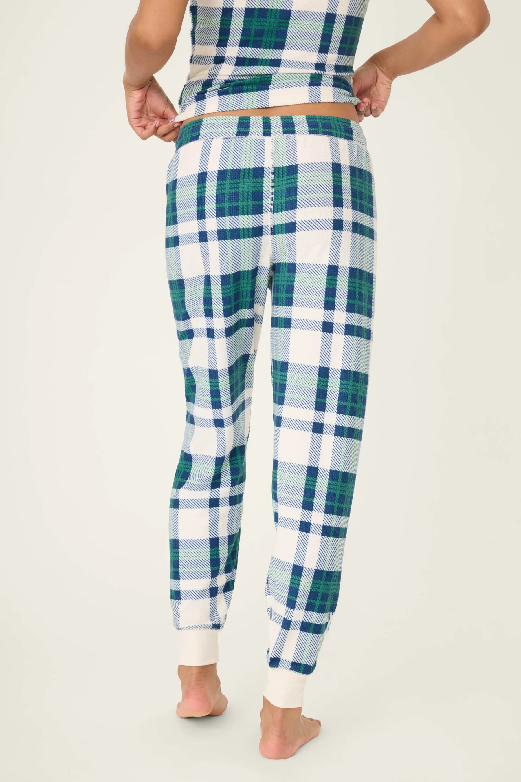 Cozy Life Plaid Thermal Velour Banded Pants Loungewear P.J. Salvage