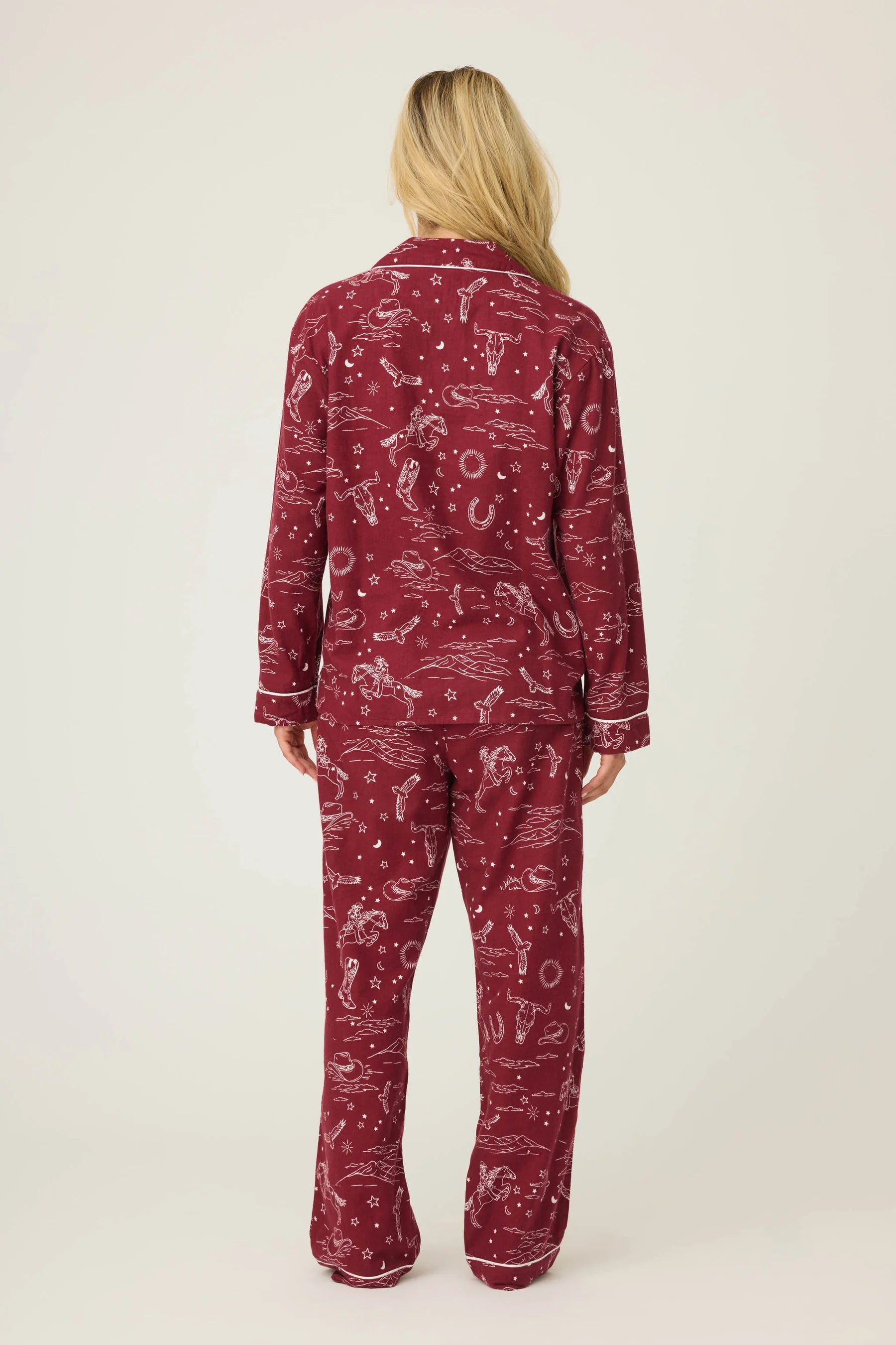 Hold Your Horses Western Print 3-Piece Flannel PJ Set Sleepwear P.J. Salvage