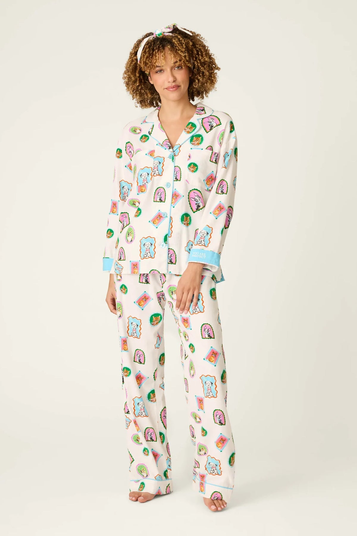 Picture Purrfect Pet Portraits 3-Piece Flannel PJ Set Sleepwear P.J. Salvage