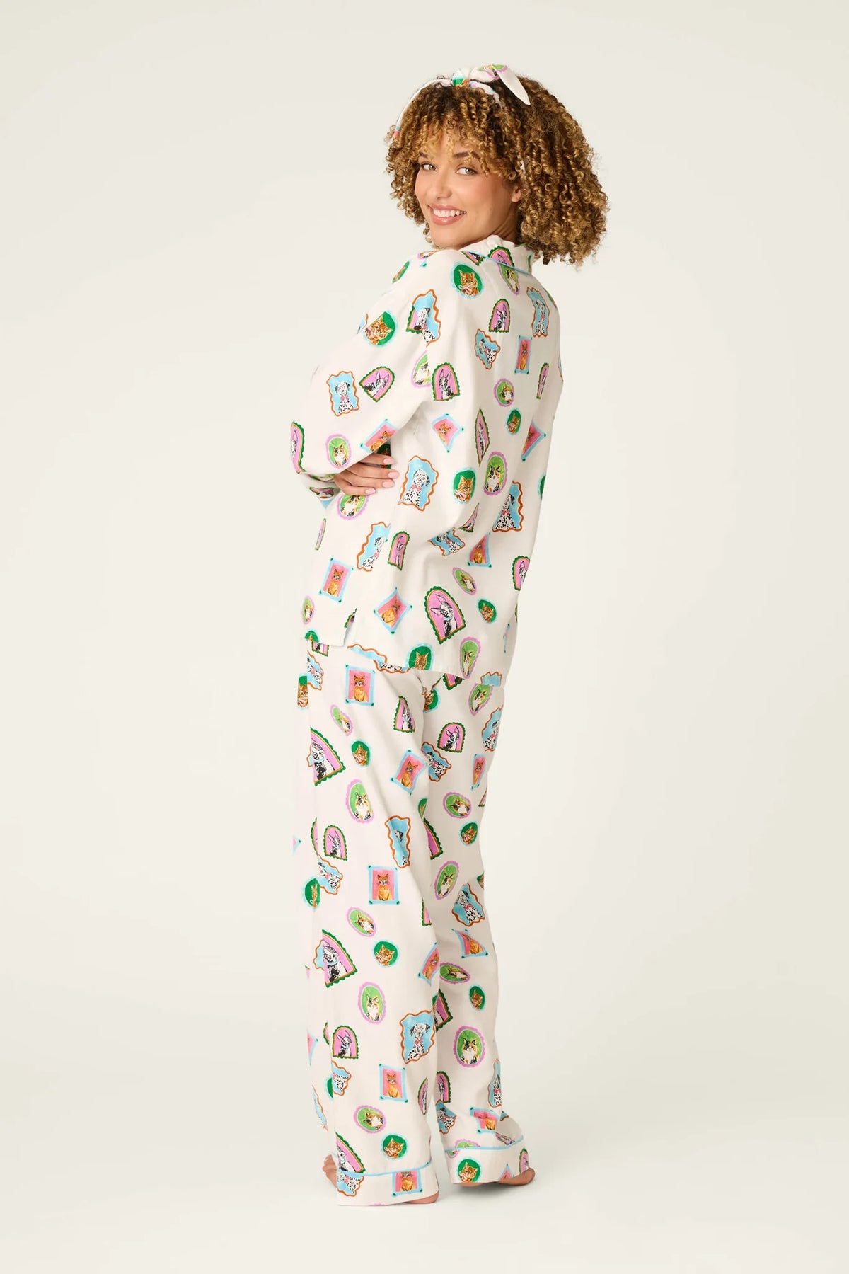 Picture Purrfect Pet Portraits 3-Piece Flannel PJ Set Sleepwear P.J. Salvage