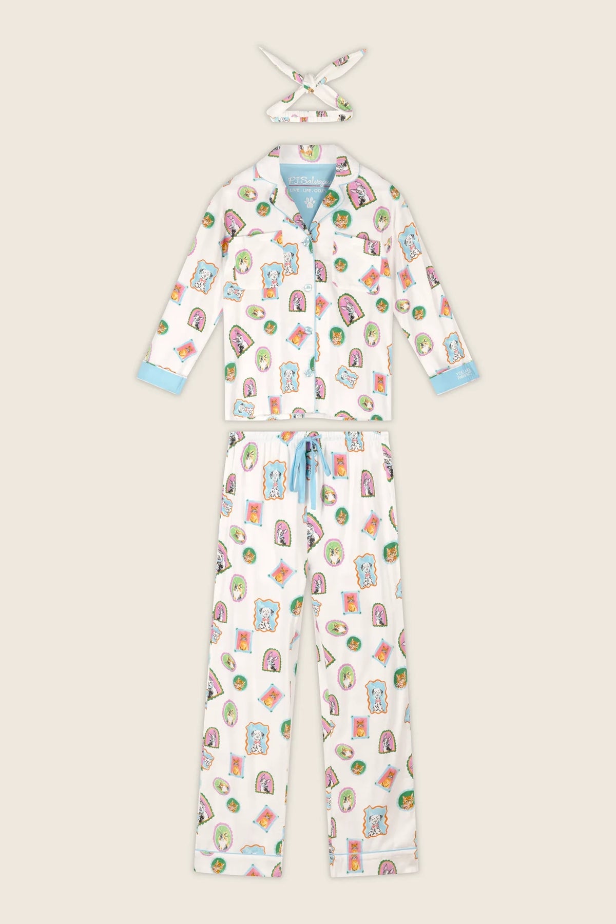 Picture Purrfect Pet Portraits 3-Piece Flannel PJ Set Sleepwear P.J. Salvage